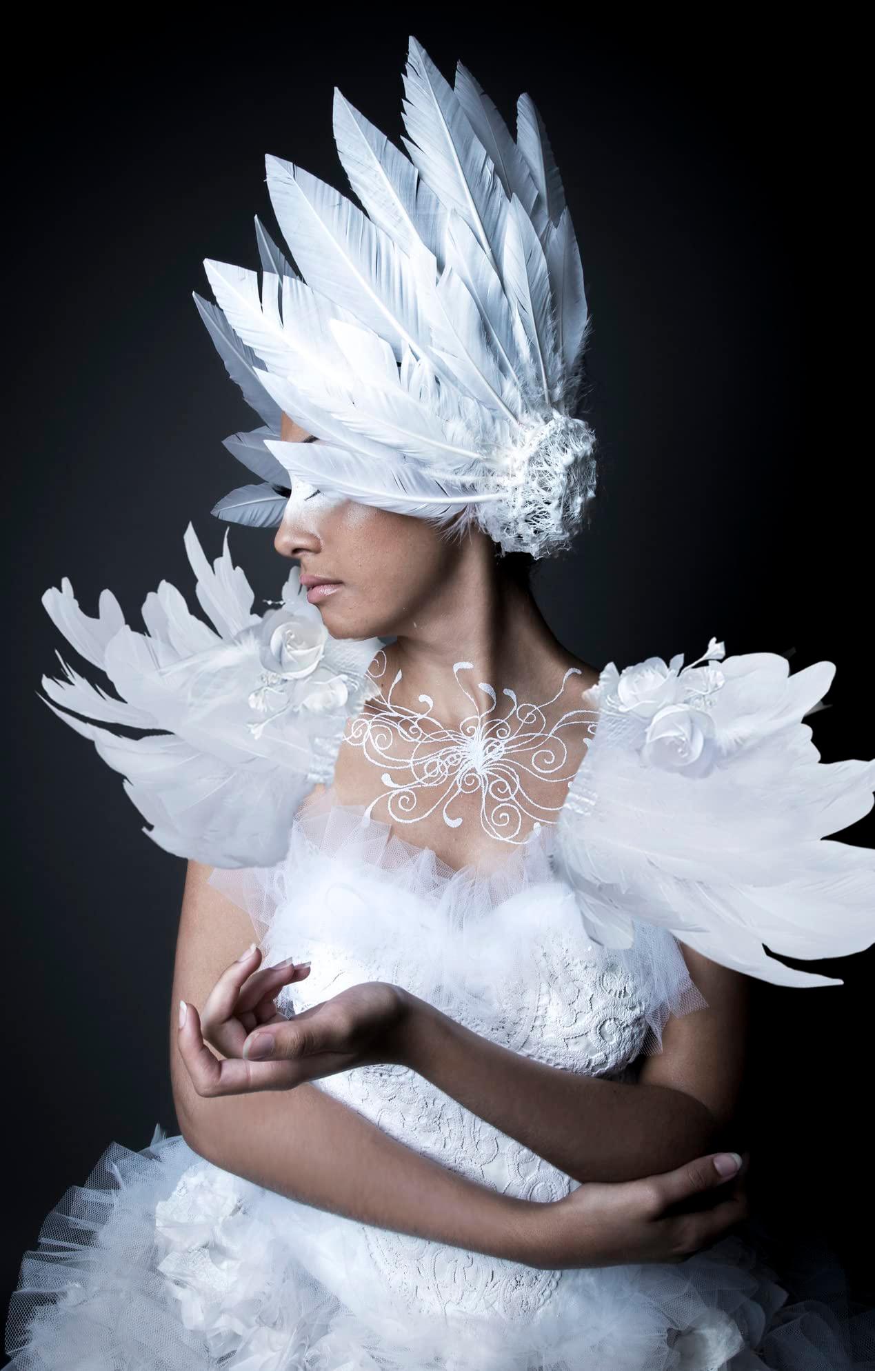HOMELEX Shoulder Pad with Feathers Wings - Feather Harness Carnival Costumes for Women Masquerade Ball Raven Costume - HOMELEX