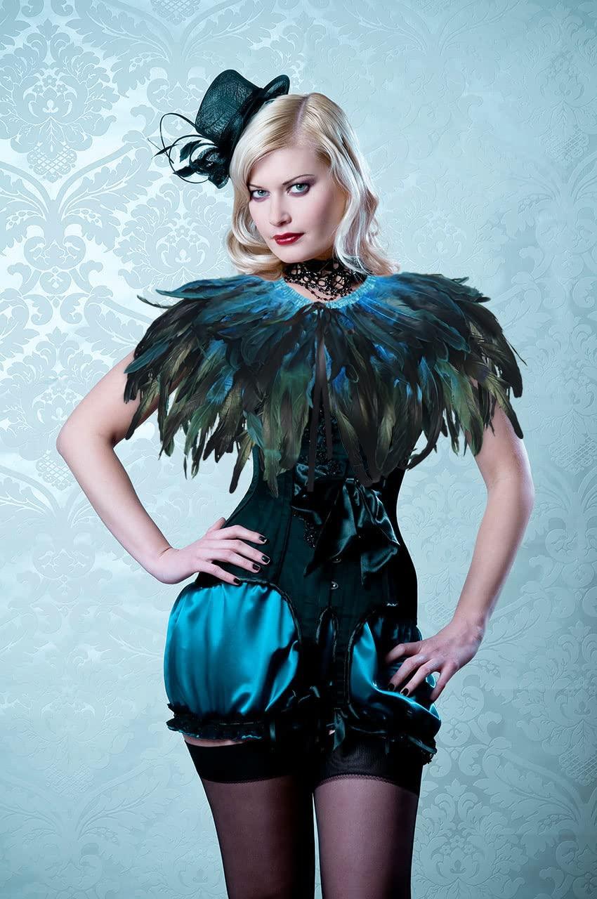 Feather Shawl for Women - Crow Feathers Collar Halloween Swan Cape Witch Costume Accessories - HOMELEX