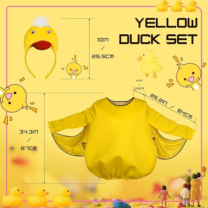 HOMELEX Yellow Duck Costume Unisex Adult Woman Halloween Animals Jumpsuit One-Piece with Duck Headband