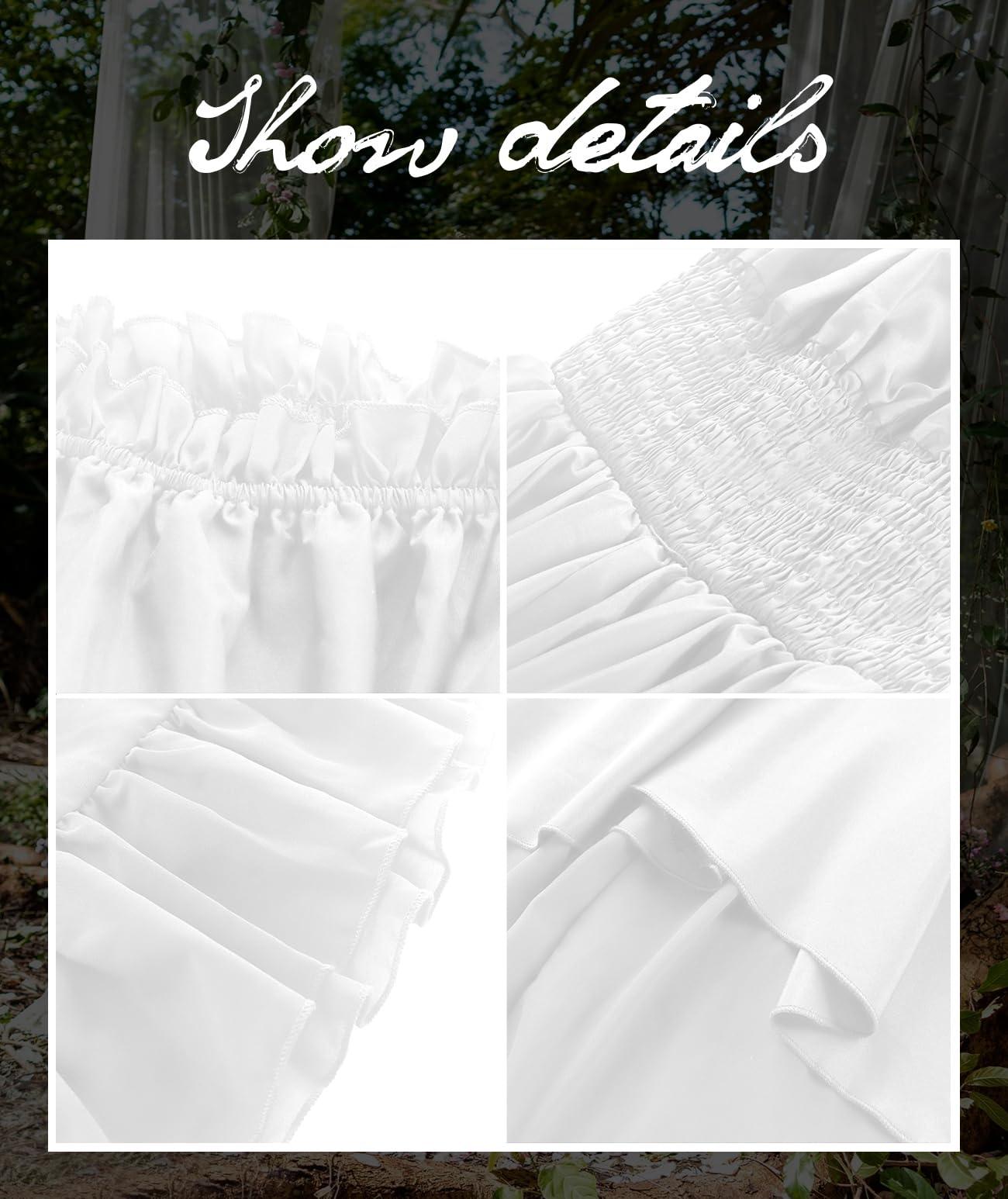 Medieval Strapless Dress-Victorian Elastic Waist Witch Dress Renaissance High-Low Maxi Dresses - HOMELEX