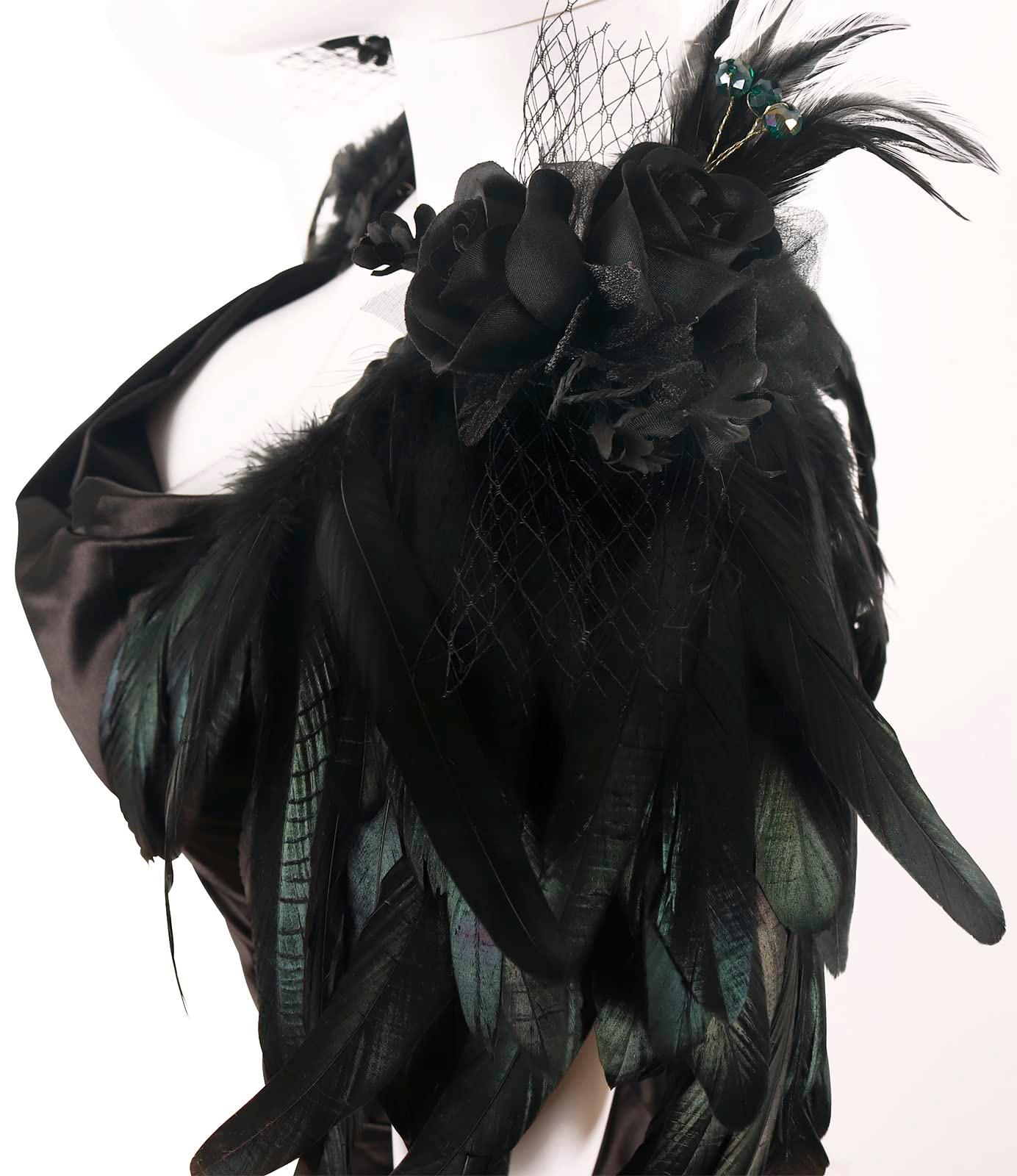 HOMELEX Shoulder Pad with Feathers Wings - Feather Harness Carnival Costumes for Women Masquerade Ball Raven Costume - HOMELEX