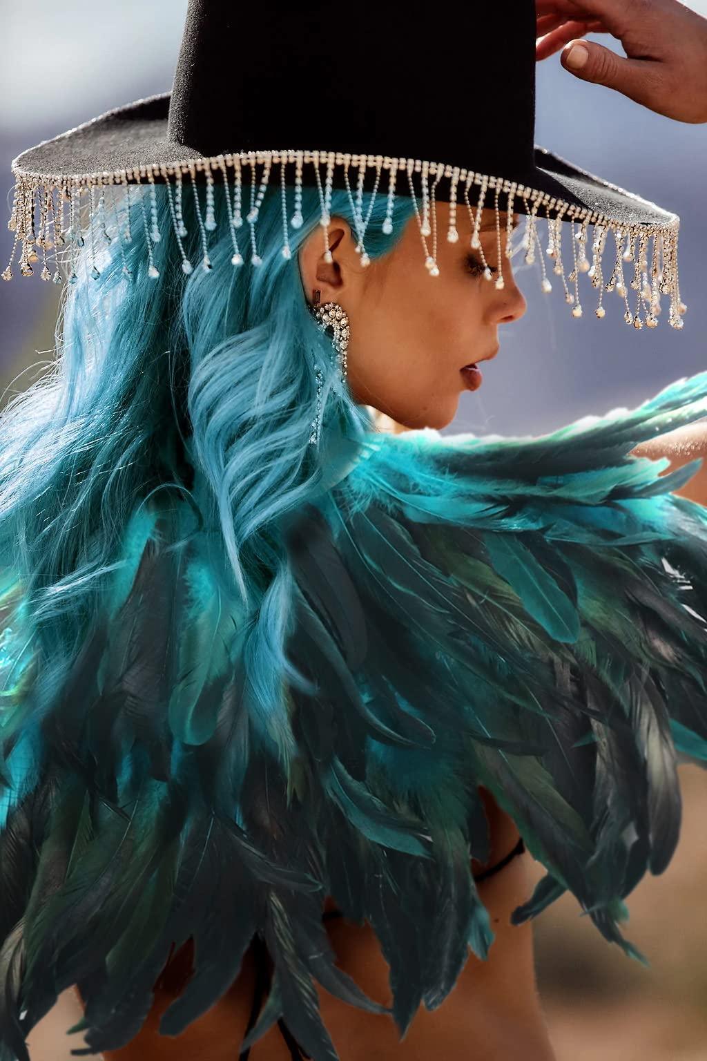 Feather Shawl for Women - Crow Feathers Collar Halloween Swan Cape Witch Costume Accessories - HOMELEX