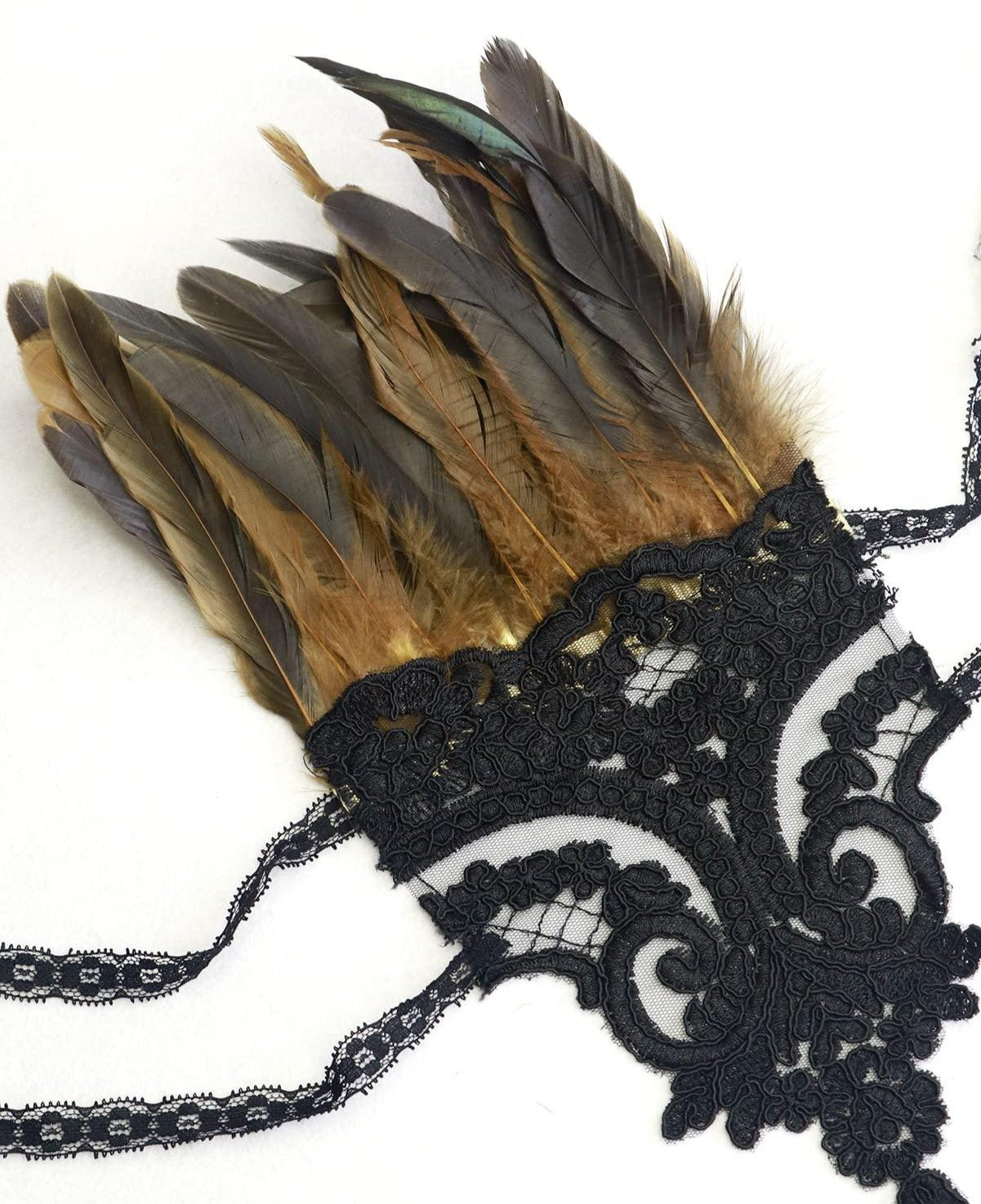 HOMELEX Women Black Lace Feather Gloves Witch Angel Costume Accessories Swan Wings Wrist Bands - HOMELEX