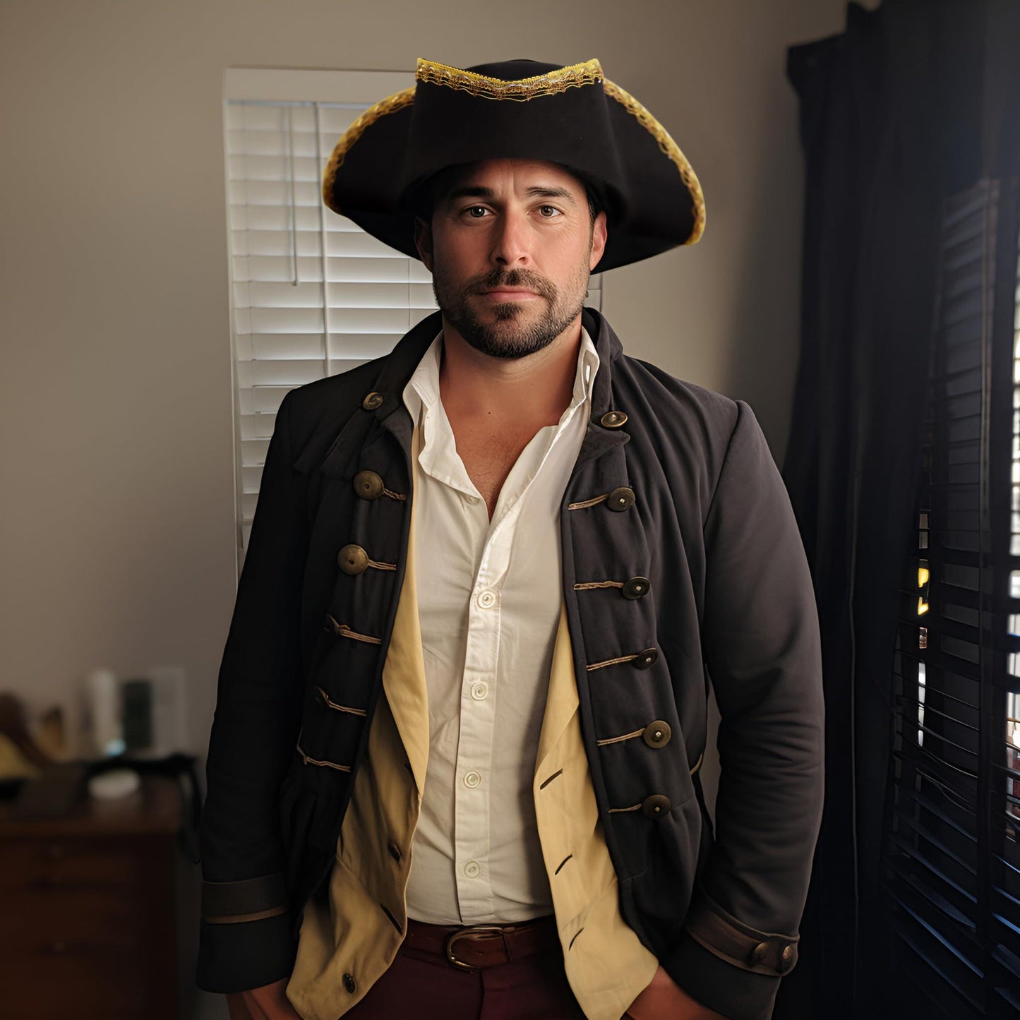 HOMELEX Pirate Hat for Women & Men Colonial Tricorn Halloween Adult Revolutionary war Costume Accessory - HOMELEX