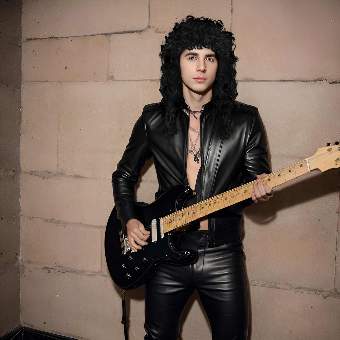 HOMELEX Pirate Wig Long Black Wavy Curly Captain Halloween Punk Rock adult Cosplay - HOMELEX