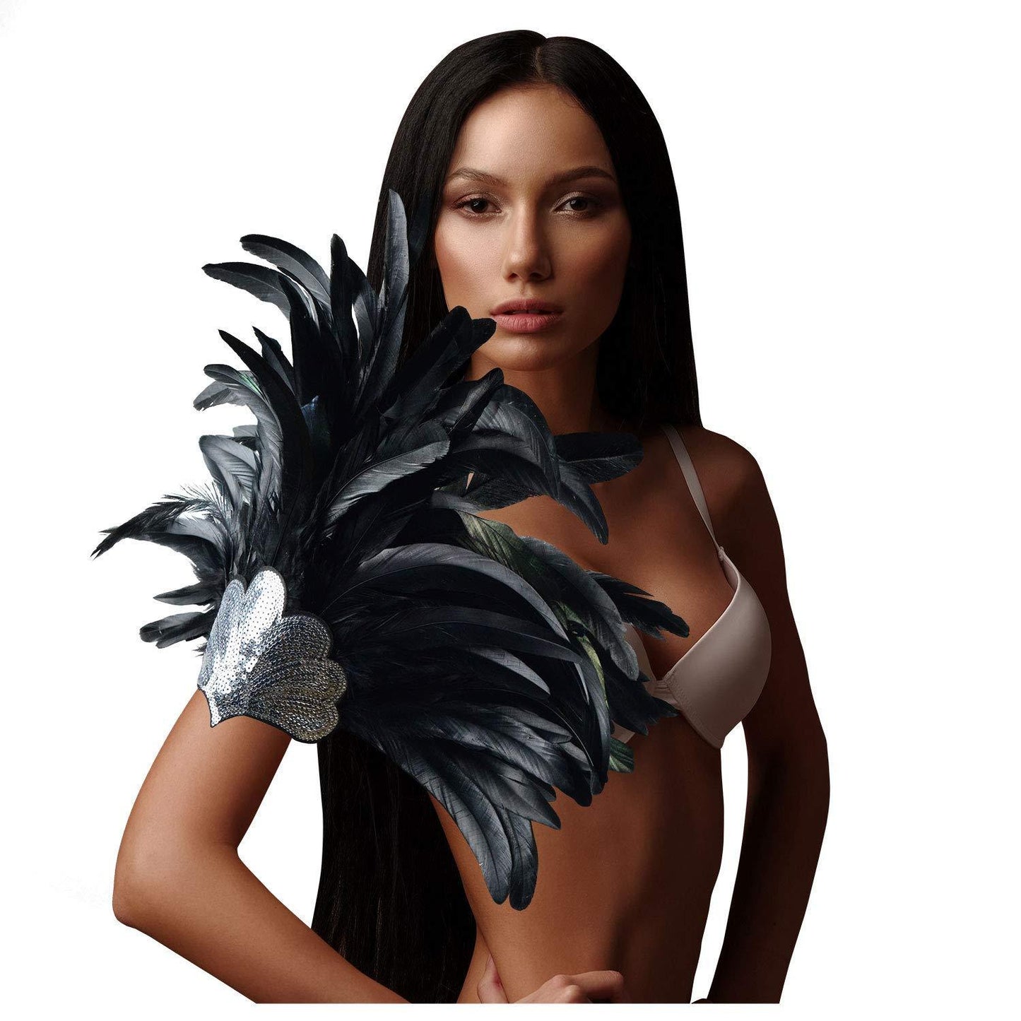 HOMELEX Women's Black Feather Headpiece Carnival Caribbean Headdress Showgirl Accessories - HOMELEX