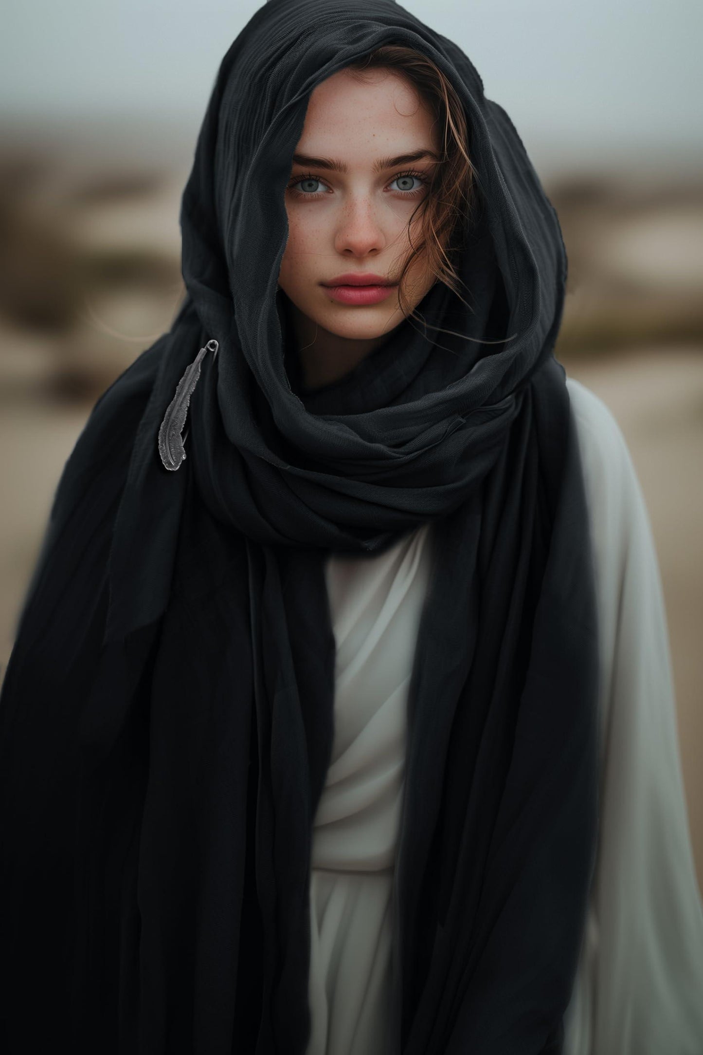 HOMELEX Medieval Black Padme Cape Shawl Post Apocalyptic Cloak Black Hooded Cowl - HOMELEX