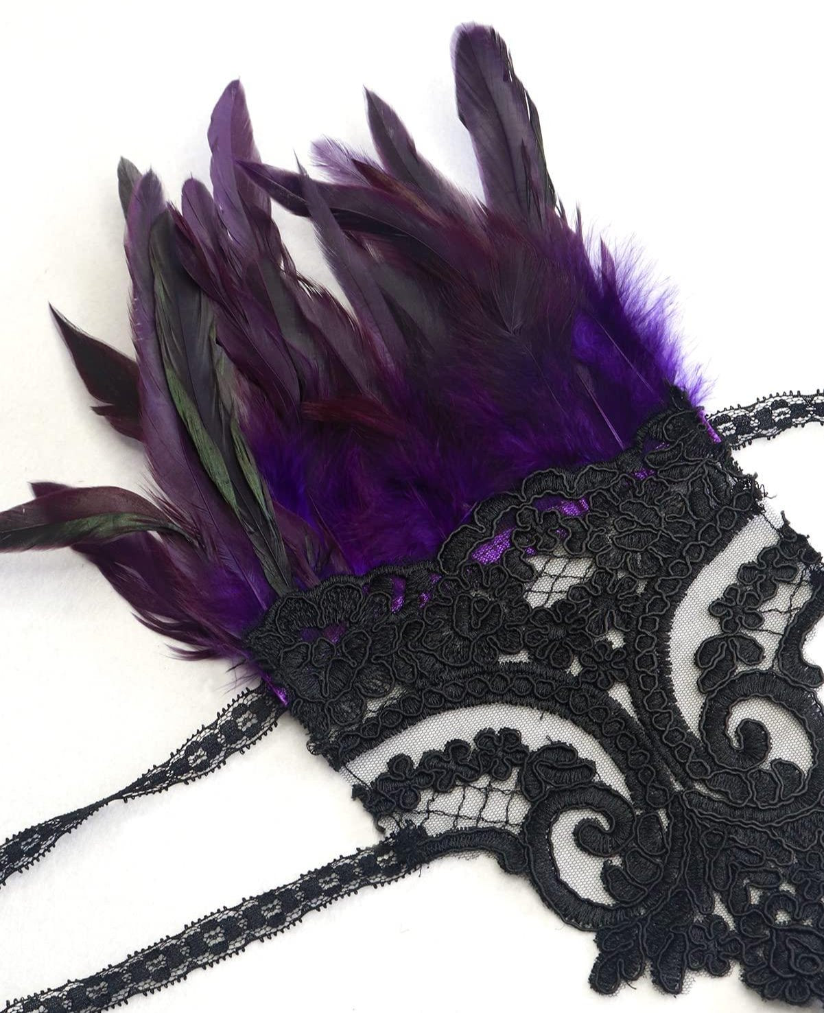 HOMELEX Women Black Lace Feather Gloves Witch Angel Costume Accessories Swan Wings Wrist Bands - HOMELEX