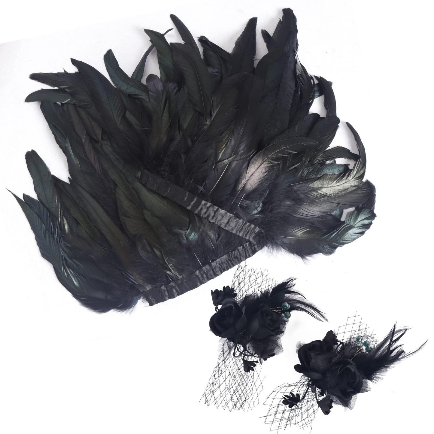 HOMELEX Shoulder Pad with Feathers Wings - Feather Harness Carnival Costumes for Women Masquerade Ball Raven Costume - HOMELEX