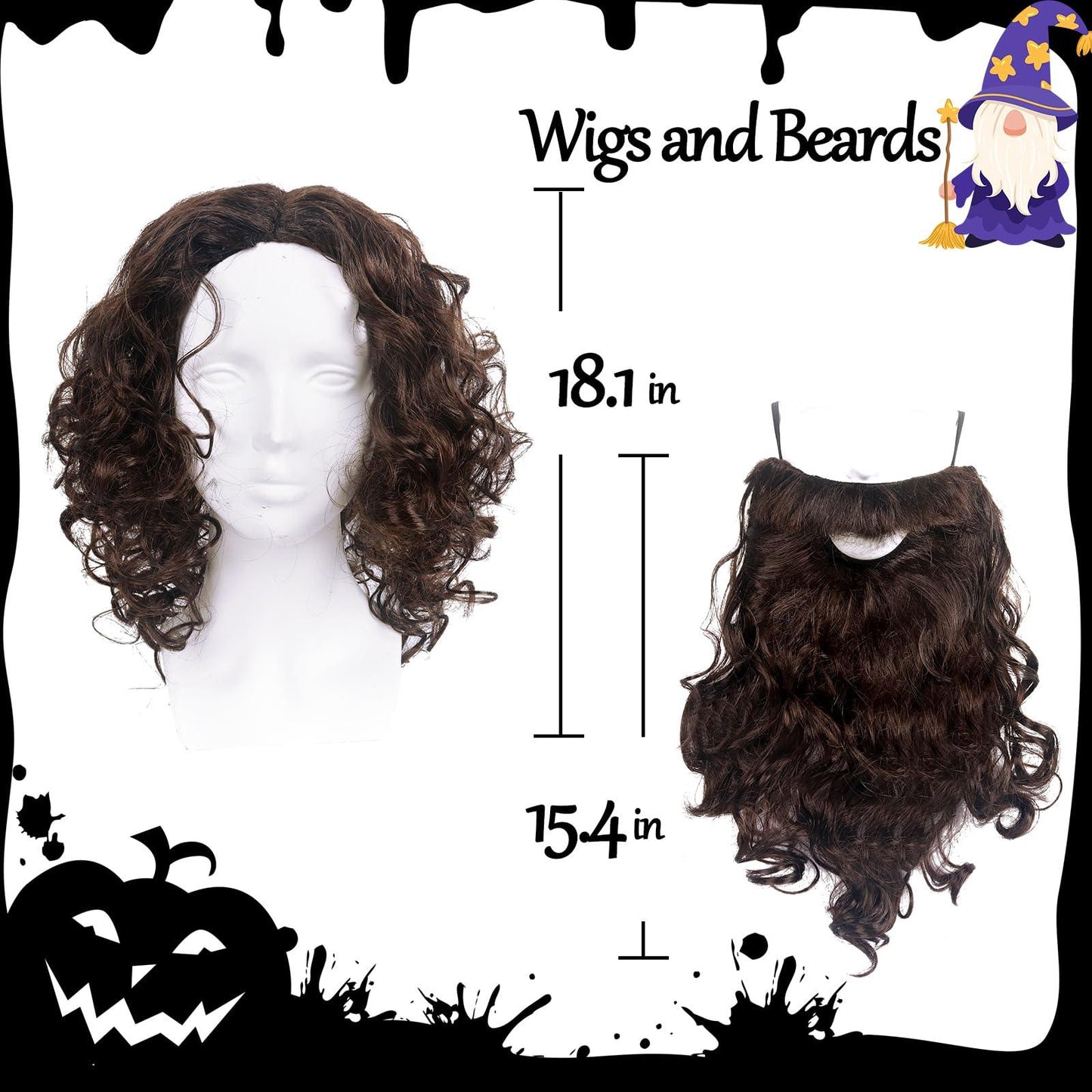HOMELEX Jesus Beard And Wig - Halloween Funny Father Time Costume Accessory for Adults - HOMELEX
