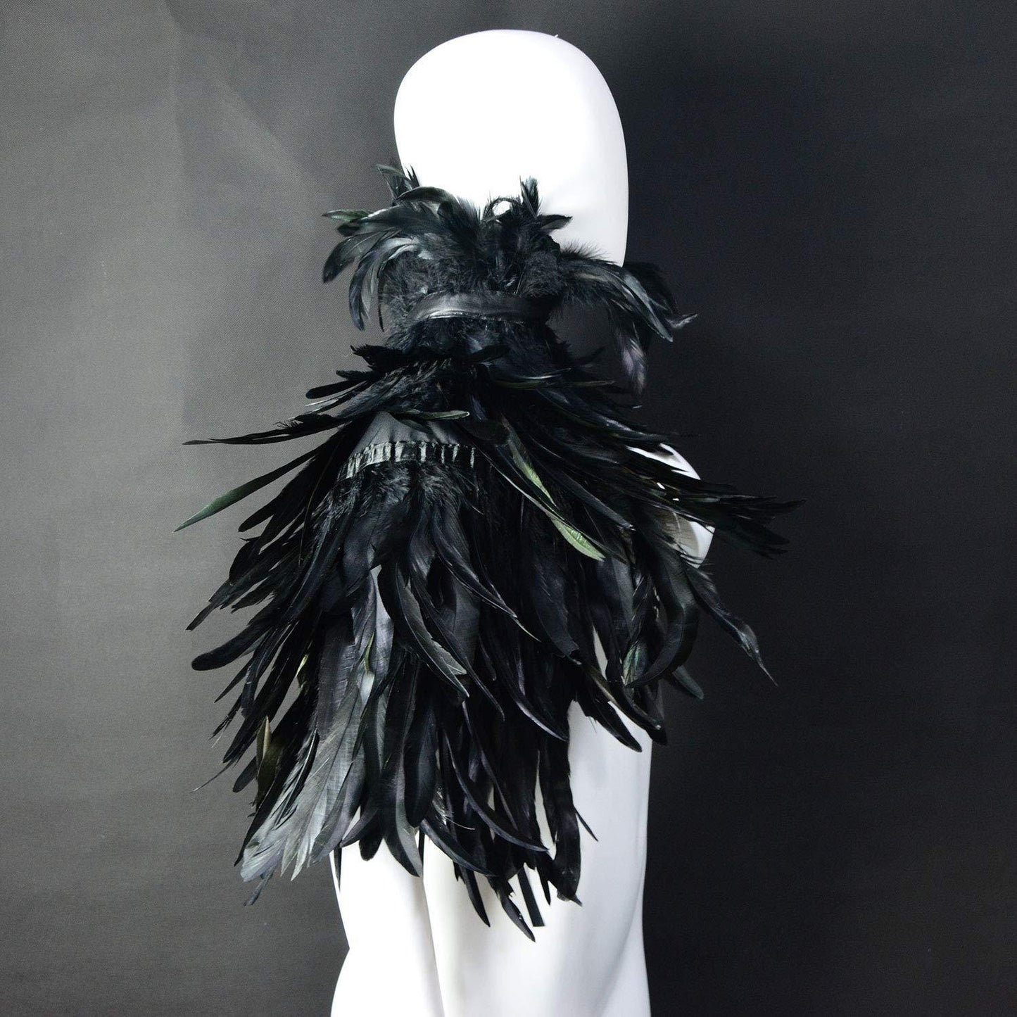 HOMELEX Black Witch Feather Collar Crow Shawl Costume Halloween Swan Wings Accessories Cape for Women - HOMELEX