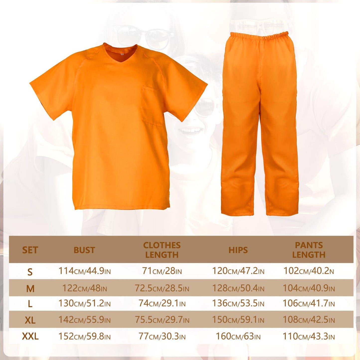 HOMELEX Orange Prison Costume Men Jumpsuit jailbird Halloween Inmate Outfit Jail Adult - HOMELEX