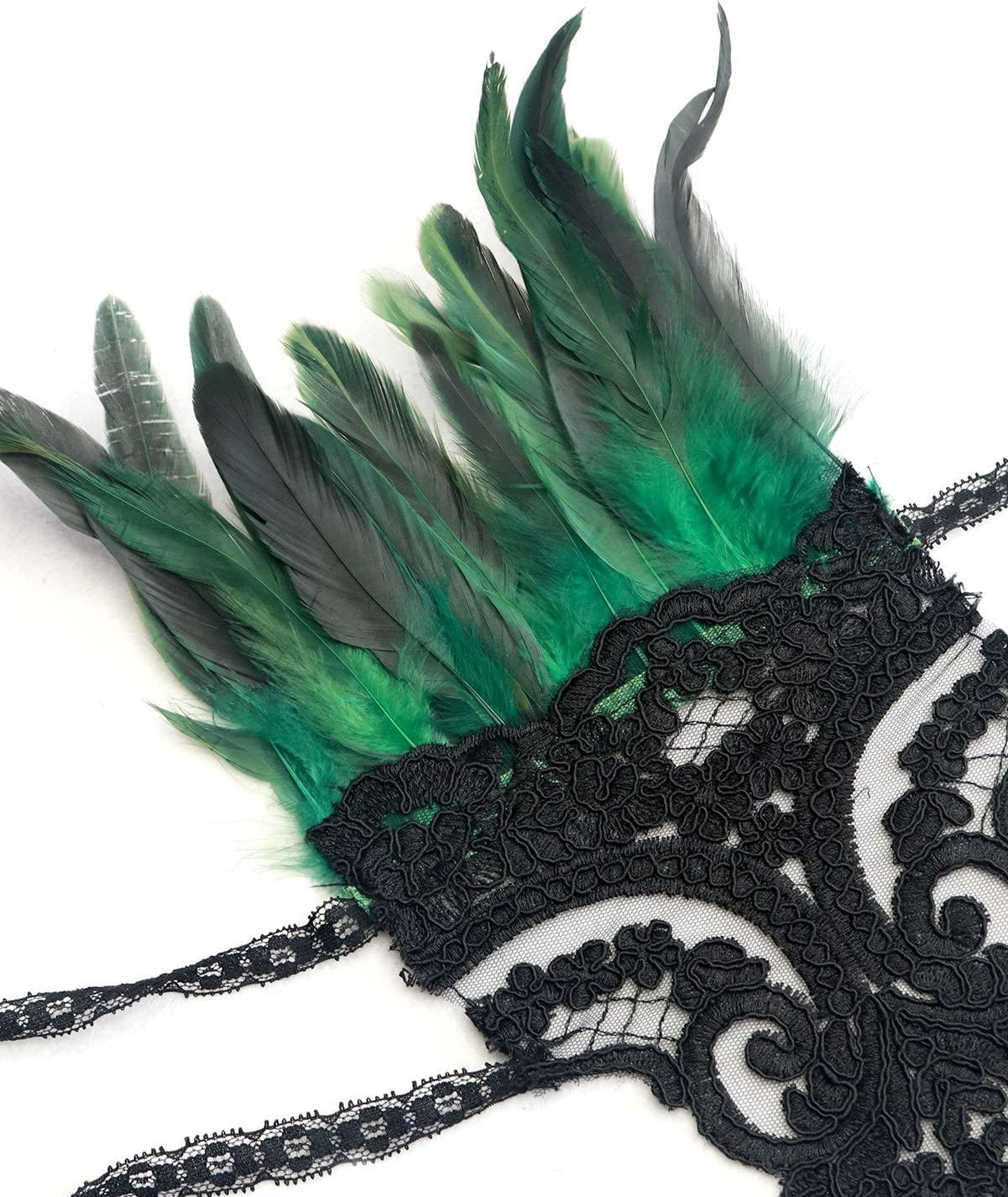 HOMELEX Women Black Lace Feather Gloves Witch Angel Costume Accessories Swan Wings Wrist Bands - HOMELEX