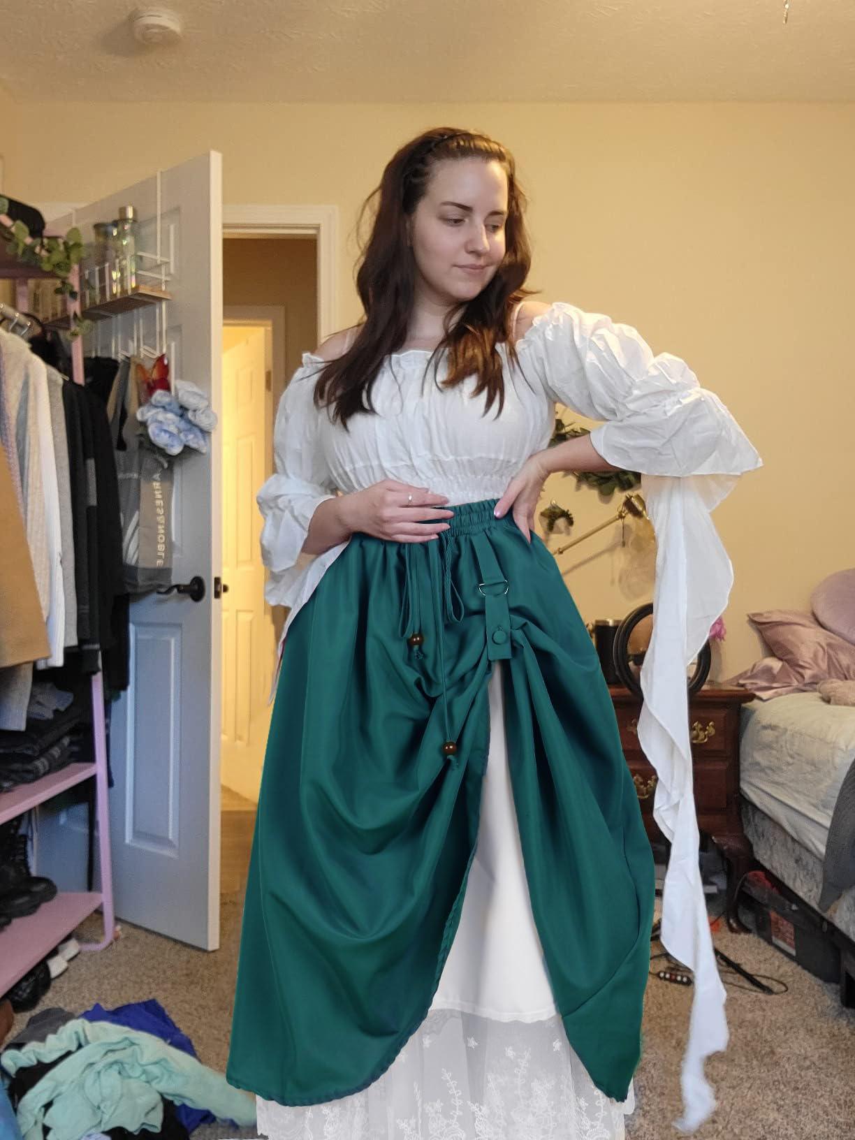 HOMELEX Renaissance Faire Skirt for Women - Plus Size Double-Layer Long Pirate Cosplay Victorian Costume - HOMELEX