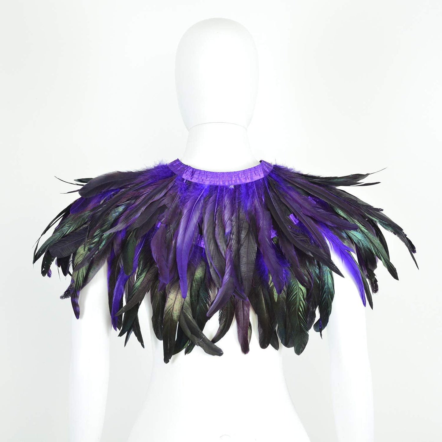 Feather Shawl for Women - Crow Feathers Collar Halloween Swan Cape Witch Costume Accessories - HOMELEX