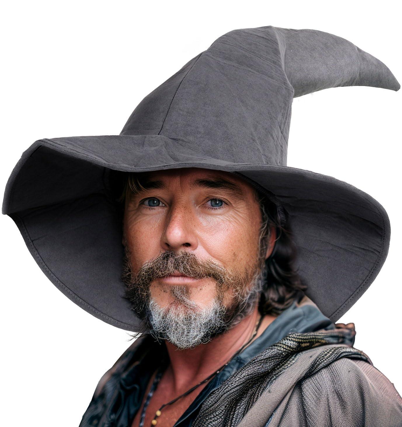 HOMELEX Grey Witch Hat Adult Wizard Hat Sorcerer Accessories Halloween - HOMELEX