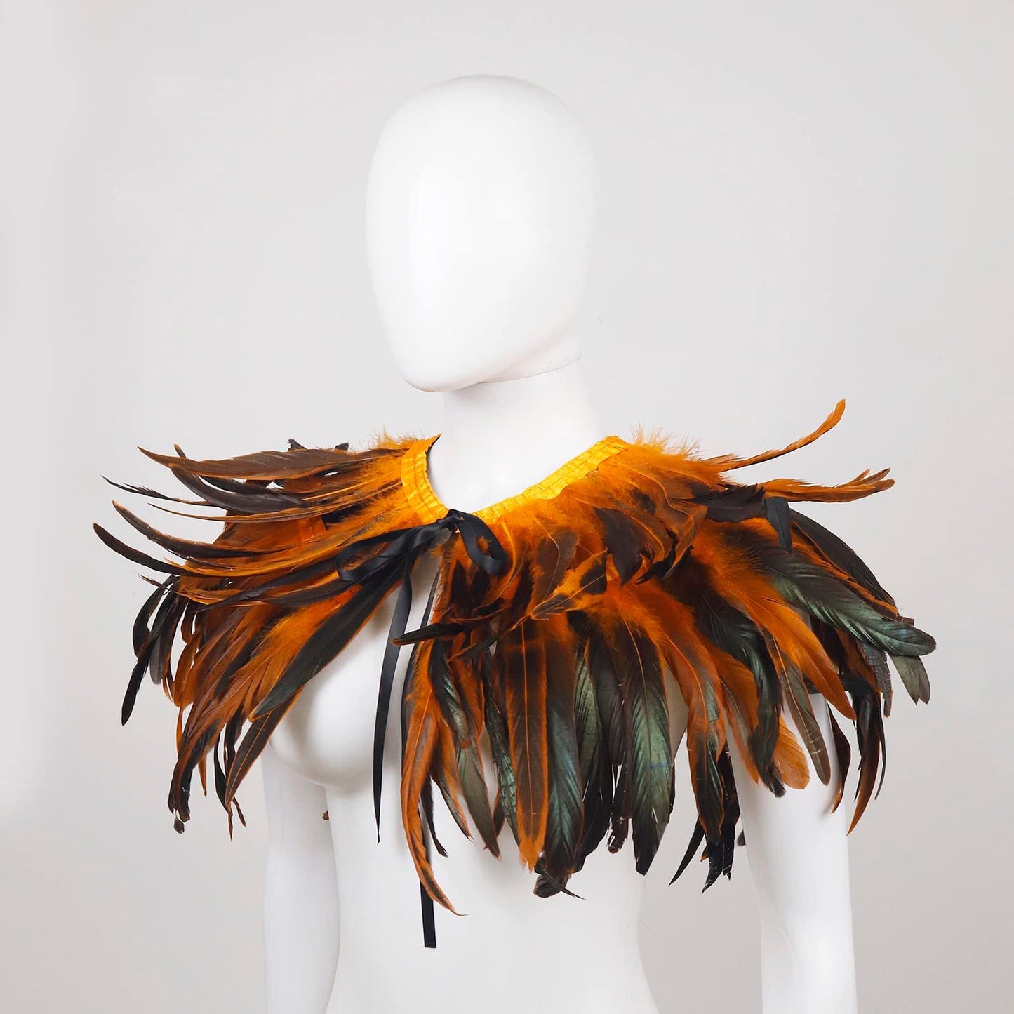 Feather Shawl for Women - Crow Feathers Collar Halloween Swan Cape Witch Costume Accessories - HOMELEX