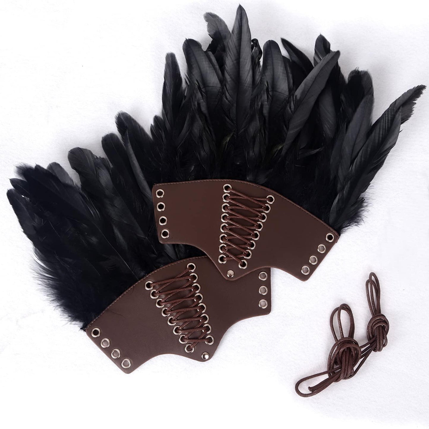 HOMELEX Women Black Lace Feather Gloves Witch Angel Costume Accessories Swan Wings Wrist Bands - HOMELEX