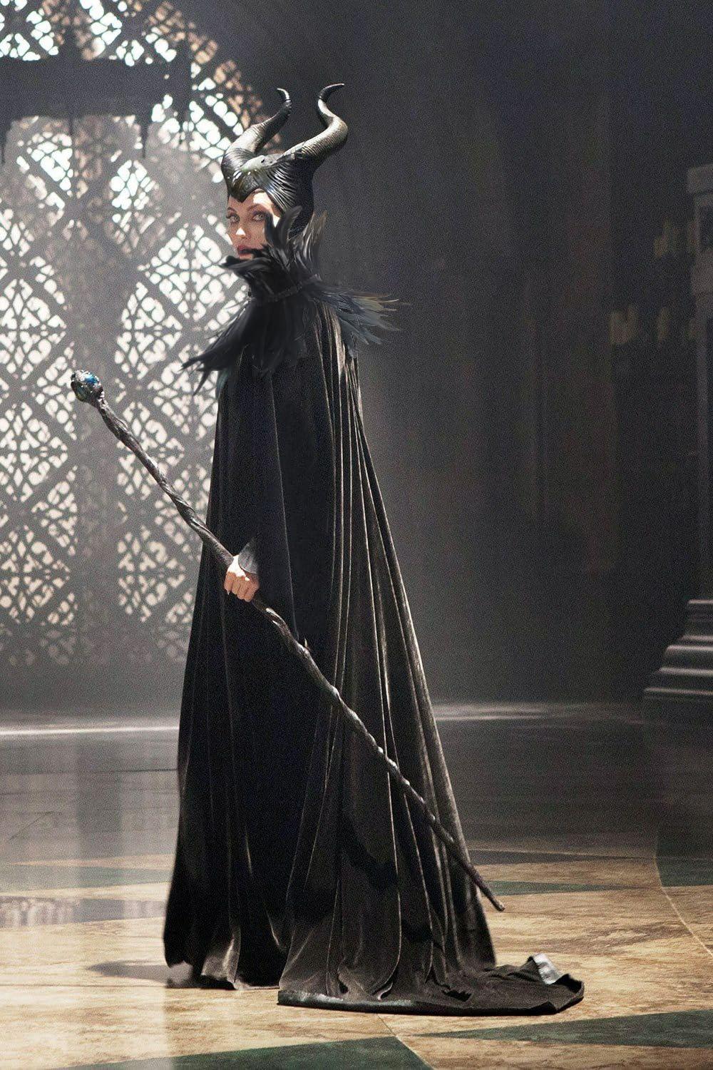 HOMELEX Evil Queen Horns with Feather Cape Shawl Set Black Halloween Costume for Women - HOMELEX