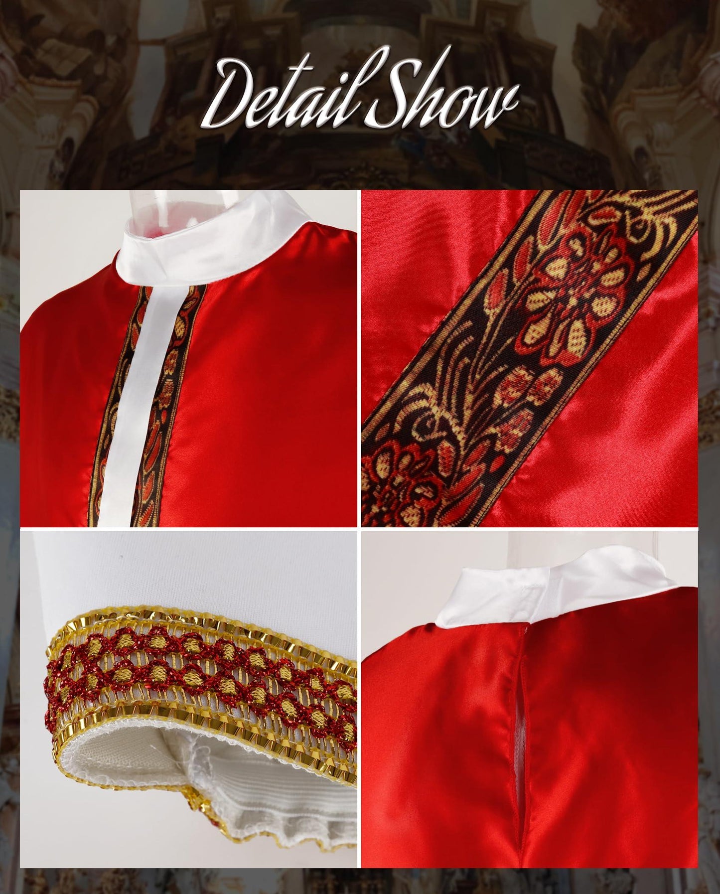 HOMELEX Pope Costume Adult Men Halloween Bishop Biblical Apostle Catholic Priest Red Papal Poncho outfit - HOMELEX