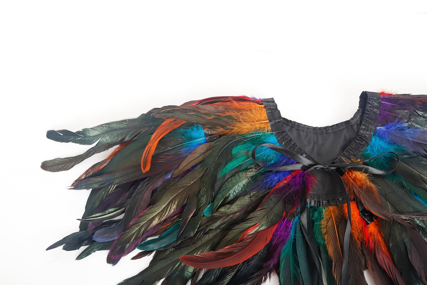 HOMELEX Black Witch Feather Collar Crow Shawl Costume Halloween Swan Wings Accessories Cape for Women - HOMELEX