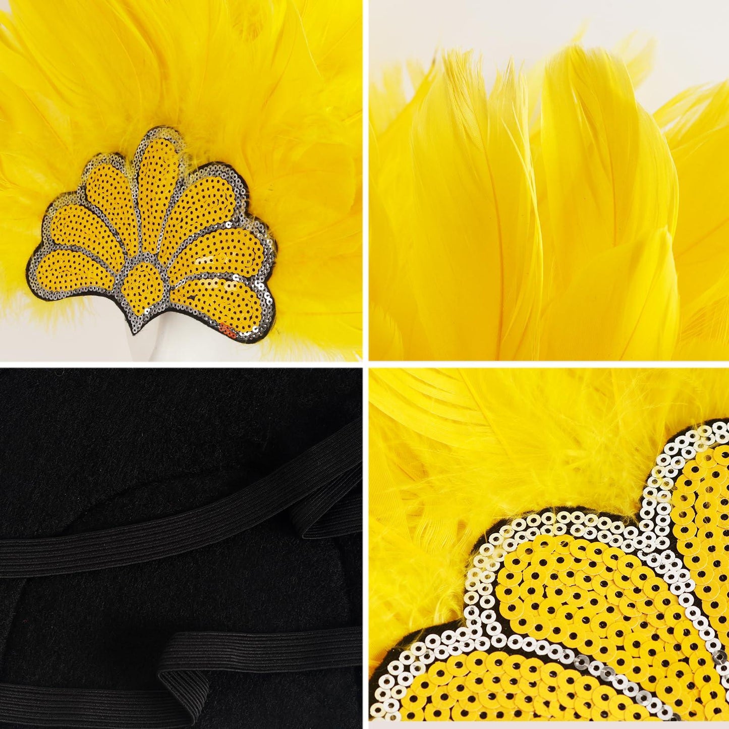 HOMELEX Women's Black Feather Headpiece Carnival Caribbean Headdress Showgirl Accessories - HOMELEX