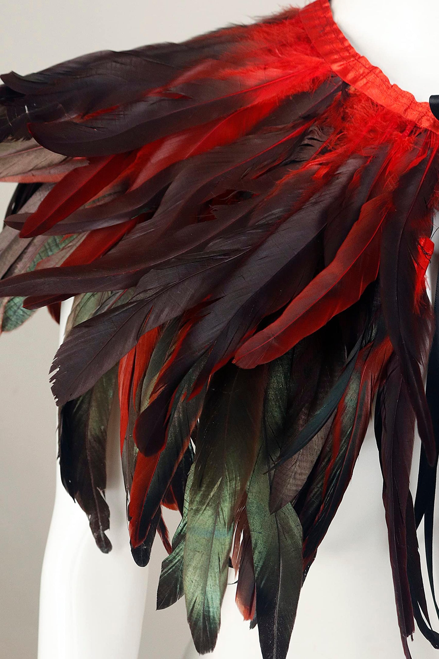 Feather Shawl for Women - Crow Feathers Collar Halloween Swan Cape Witch Costume Accessories - HOMELEX