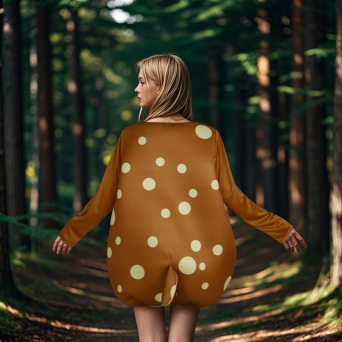 HOMELEX Brown Deer Costume Unisex Adult Woman Halloween Animals Jumpsuit One-Piece with Deer Hair Bands
