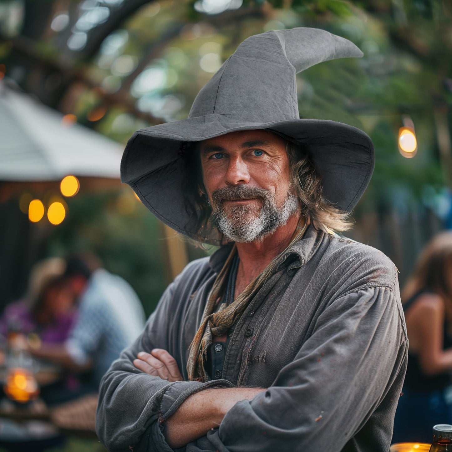 HOMELEX Grey Witch Hat Adult Wizard Hat Sorcerer Accessories Halloween - HOMELEX