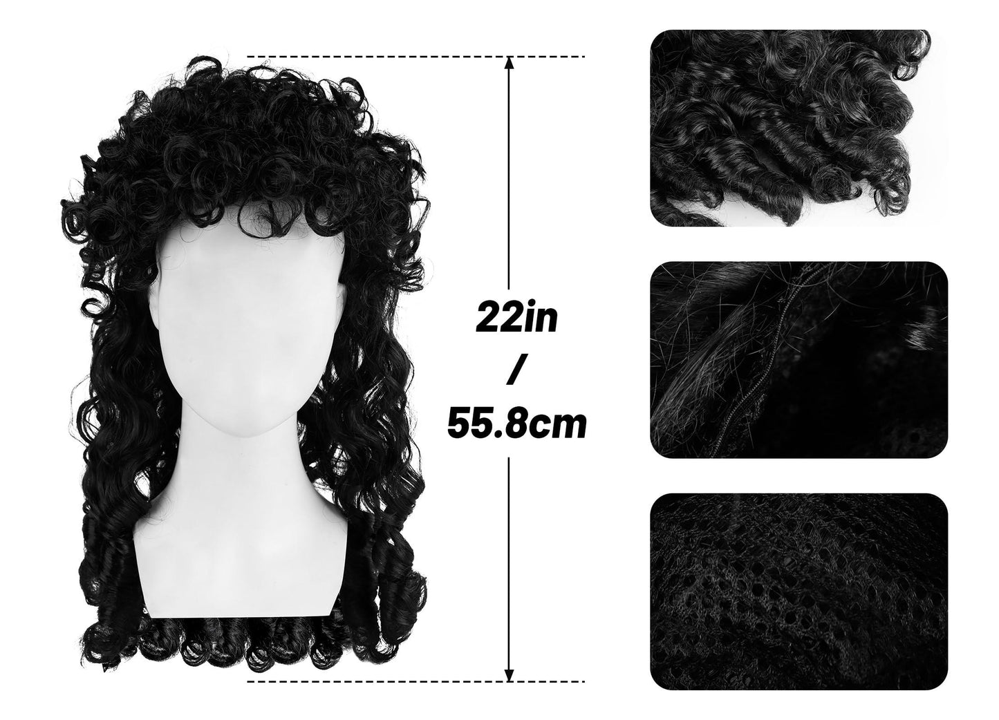HOMELEX Pirate Wig Long Black Wavy Curly Captain Halloween Punk Rock adult Cosplay - HOMELEX