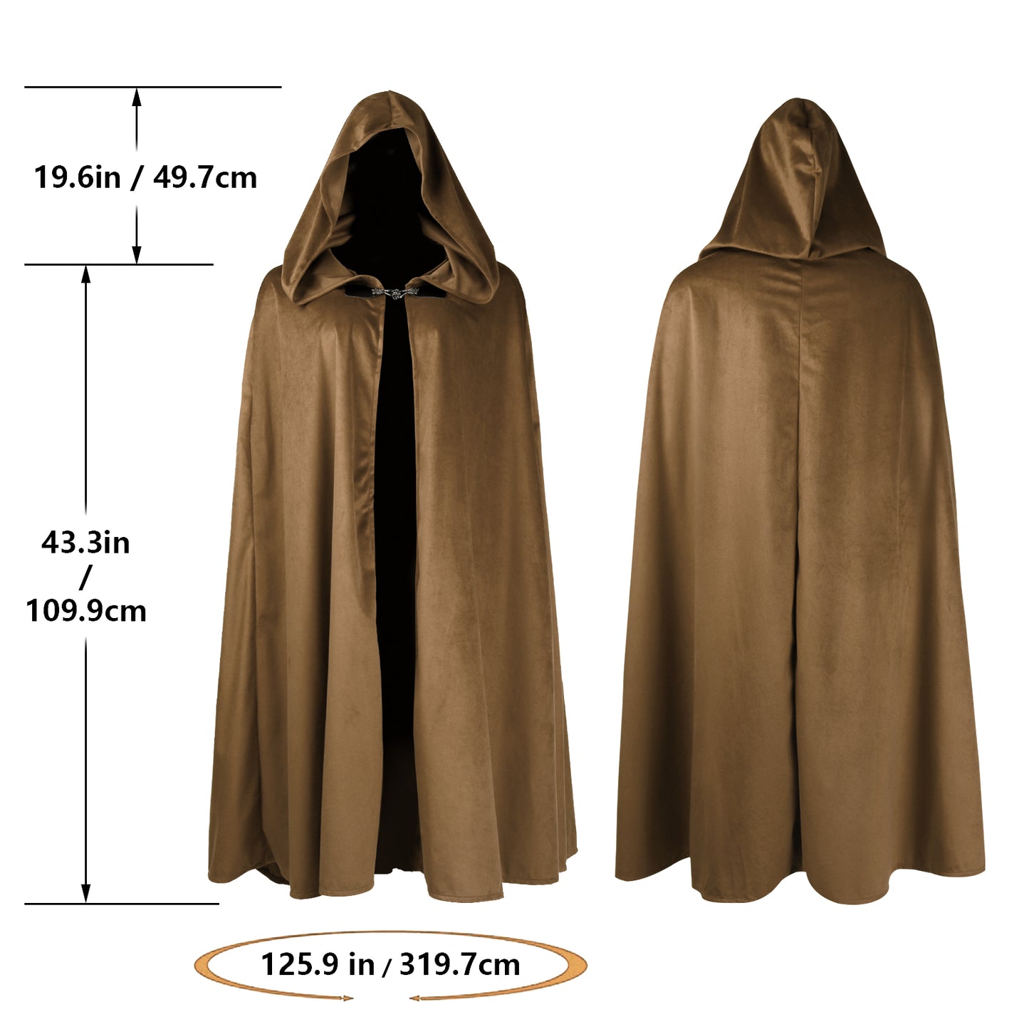 HOMELEX Hooded Cloak - Renaissance Medieval Hobbit Halloween Cosplay Cape for Men & Women