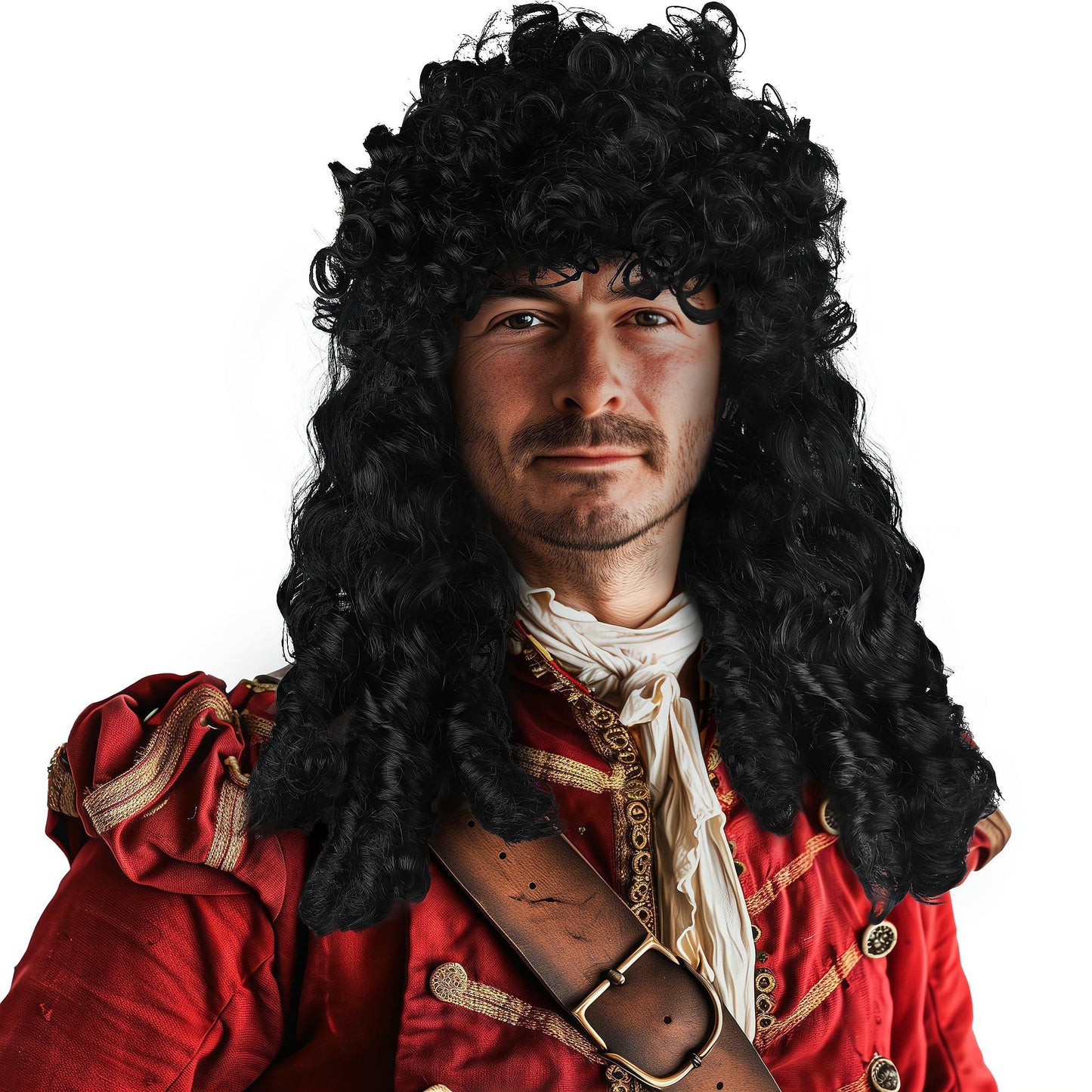 HOMELEX Pirate Wig Long Black Wavy Curly Captain Halloween Punk Rock adult Cosplay - HOMELEX