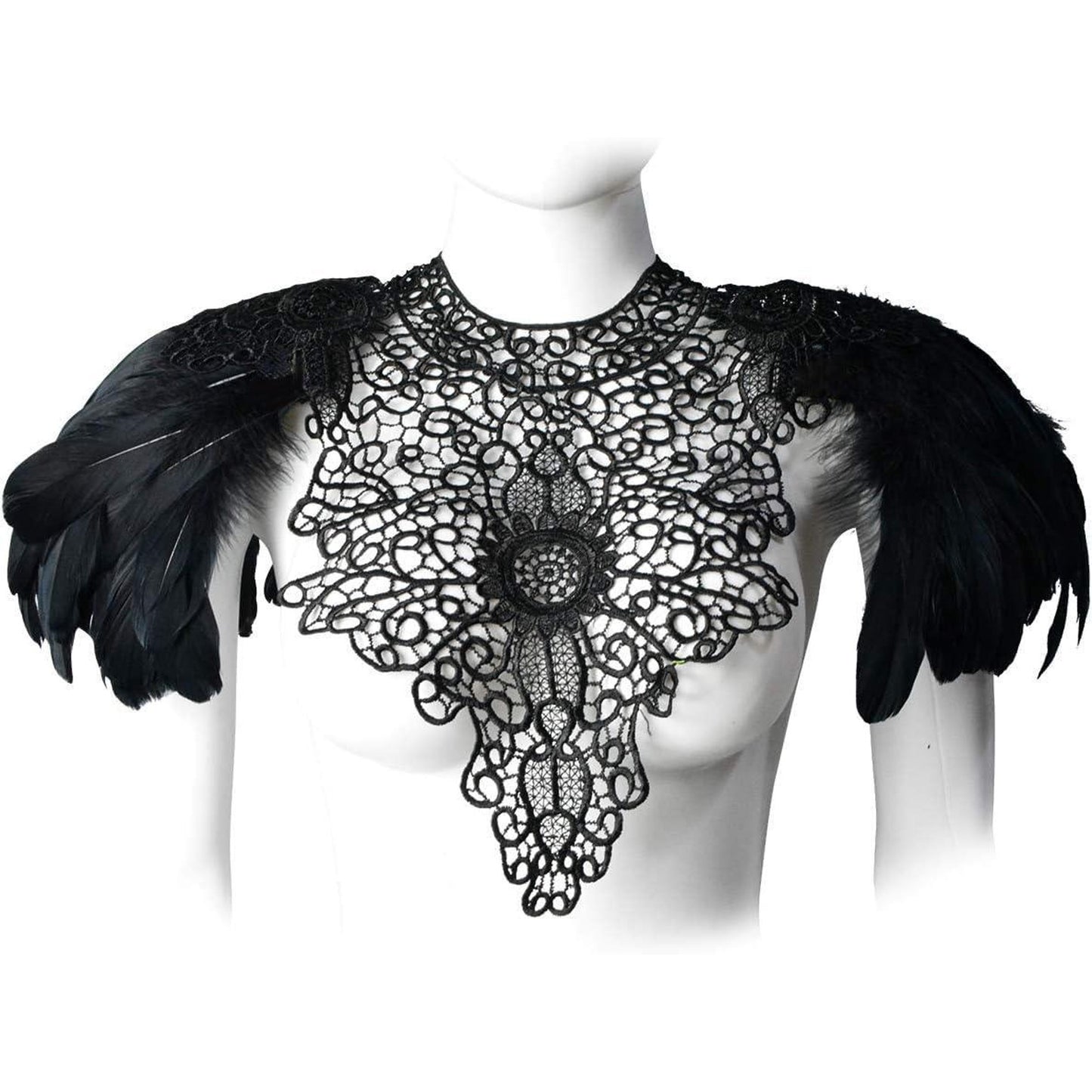 HOMELEX Shoulder Pad with Feathers Wings Halloween Witch Harness Carnival Costumes for Women Masquerade Raven Costume