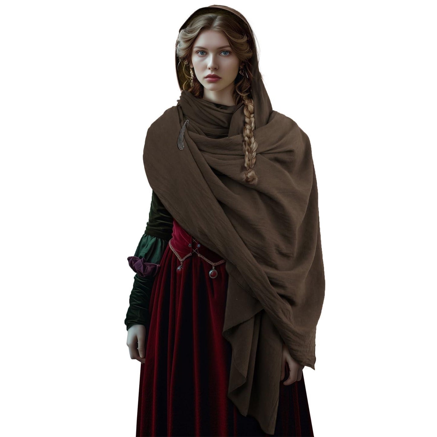 HOMELEX Medieval Black Padme Cape Shawl Post Apocalyptic Cloak Black Hooded Cowl