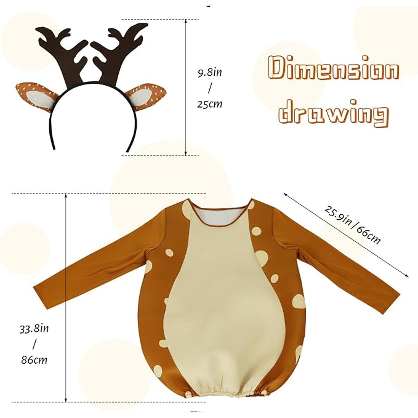 HOMELEX Brown Deer Costume Unisex Adult Woman Halloween Animals Jumpsuit One-Piece with Deer Hair Bands