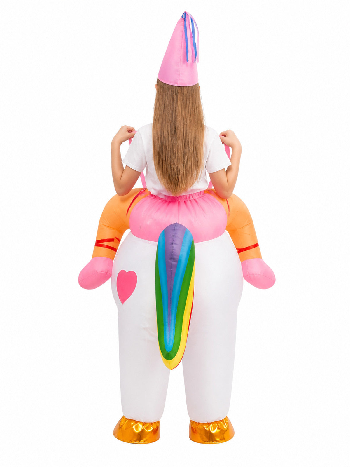Rainbow Inflatable One-Piece Unicorn Costume back view