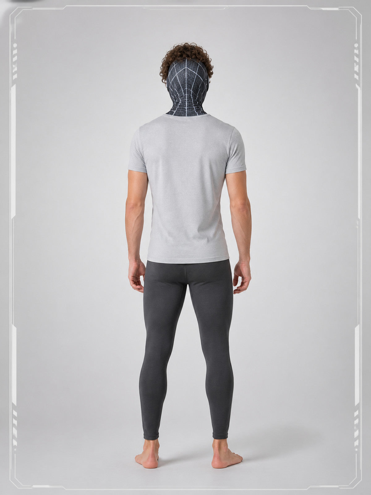Black Cosplay Mask with Web Pattern back view