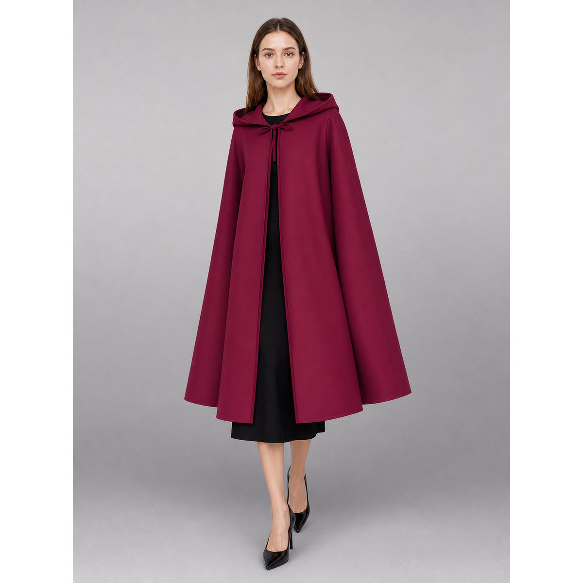 Maroon Medieval Hooded Carnival Cloak