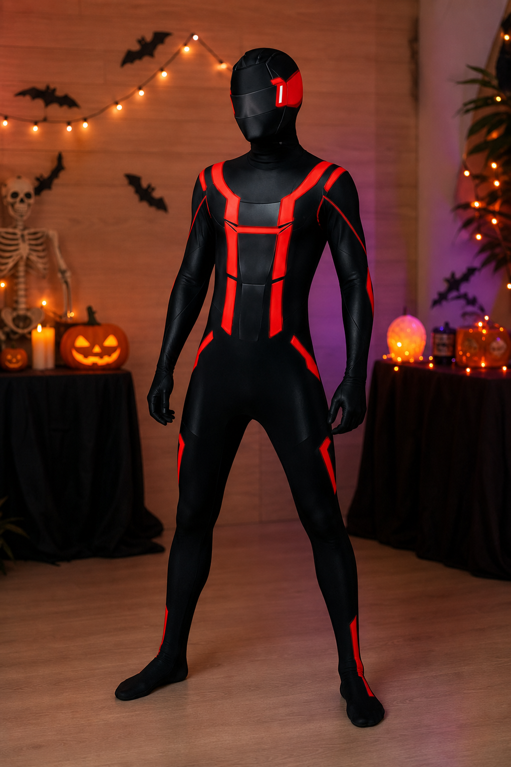 Halloween Cosplay Jumpsuit with Hood