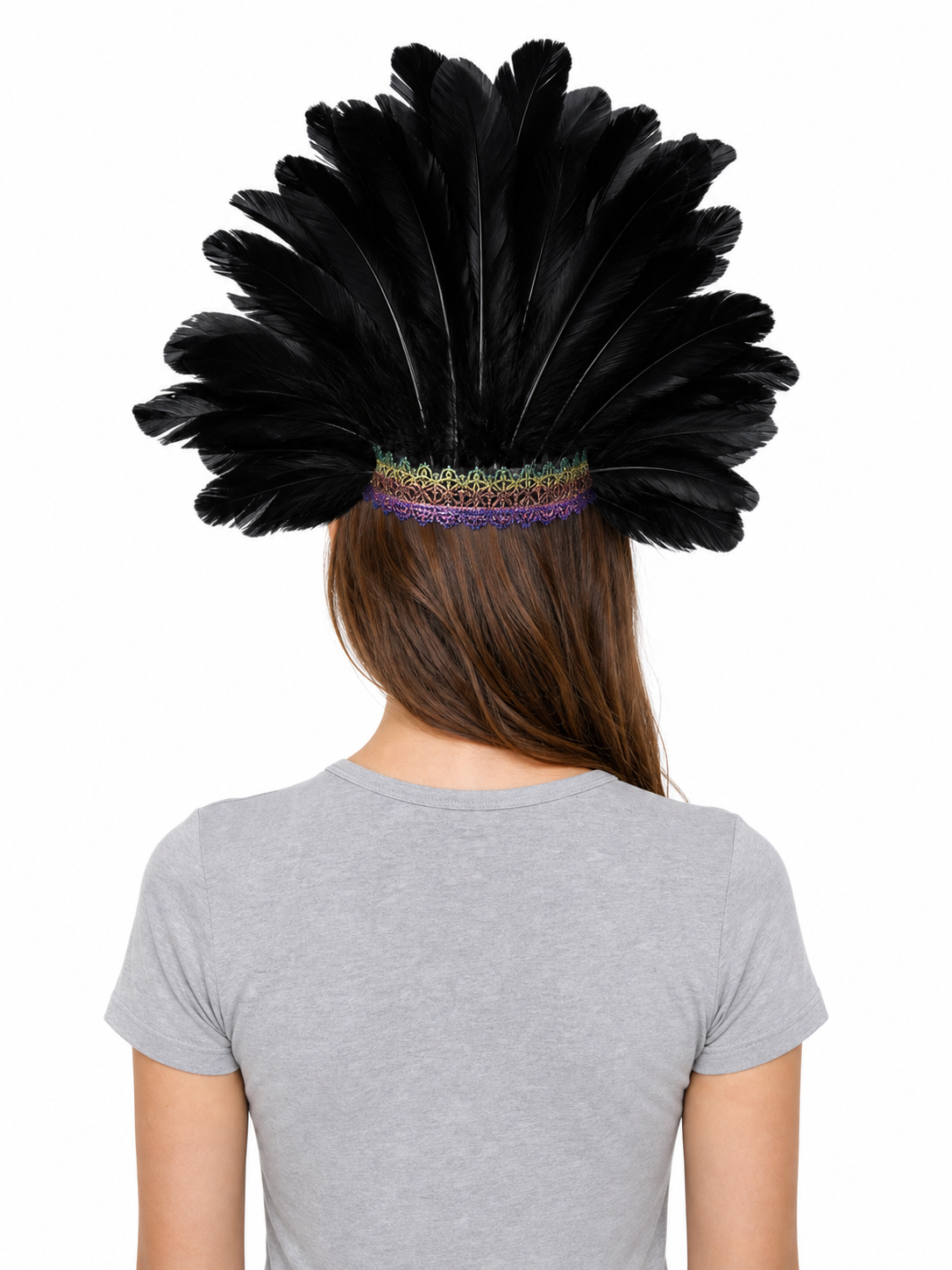 Carnival Feather Headpiece with Mask