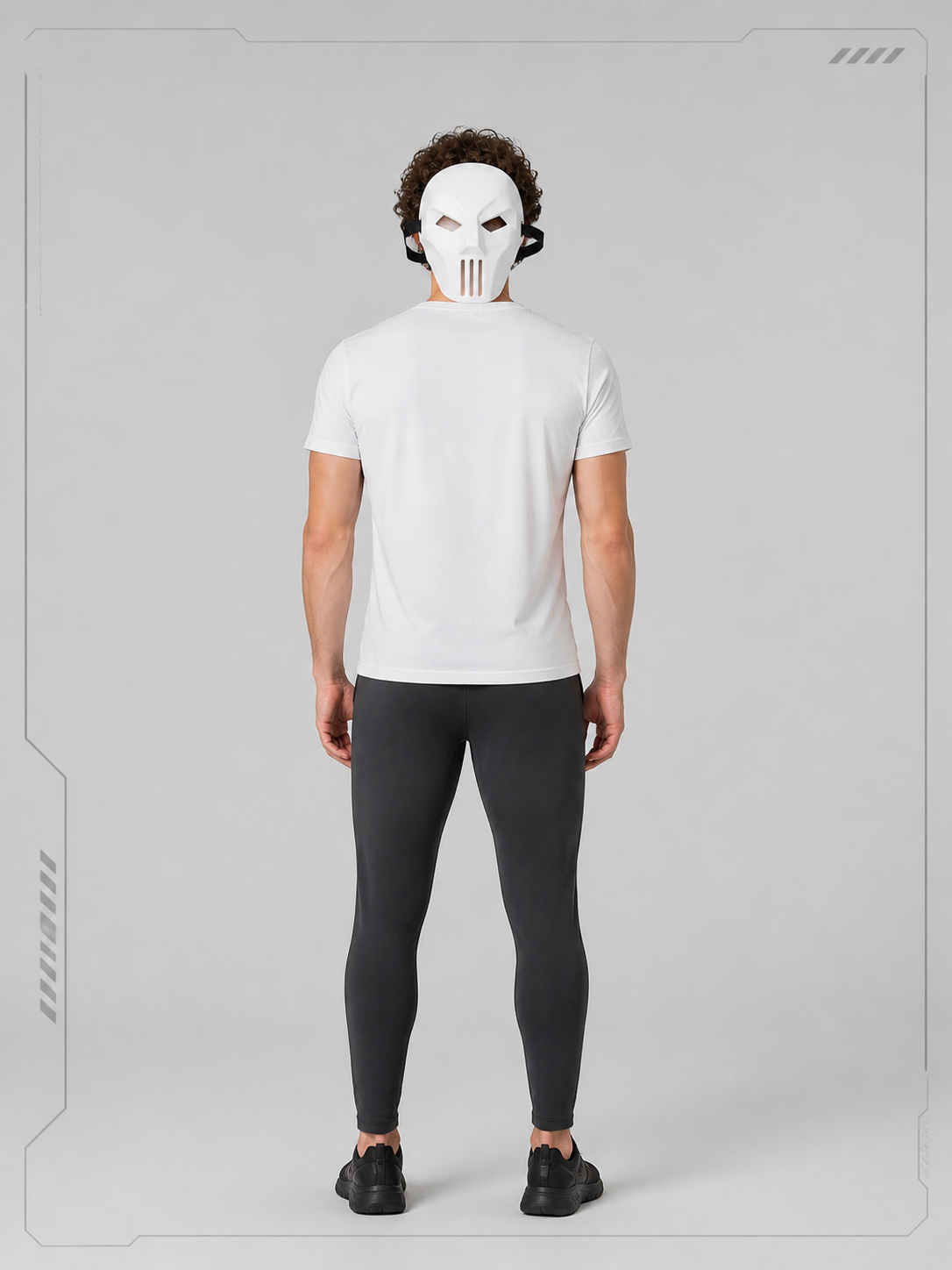 White Cosplay Mask with Ventilation for Halloween back view