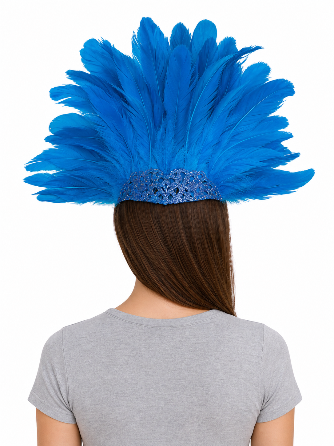 Carnival Mask with Blue Feathers and Glitter