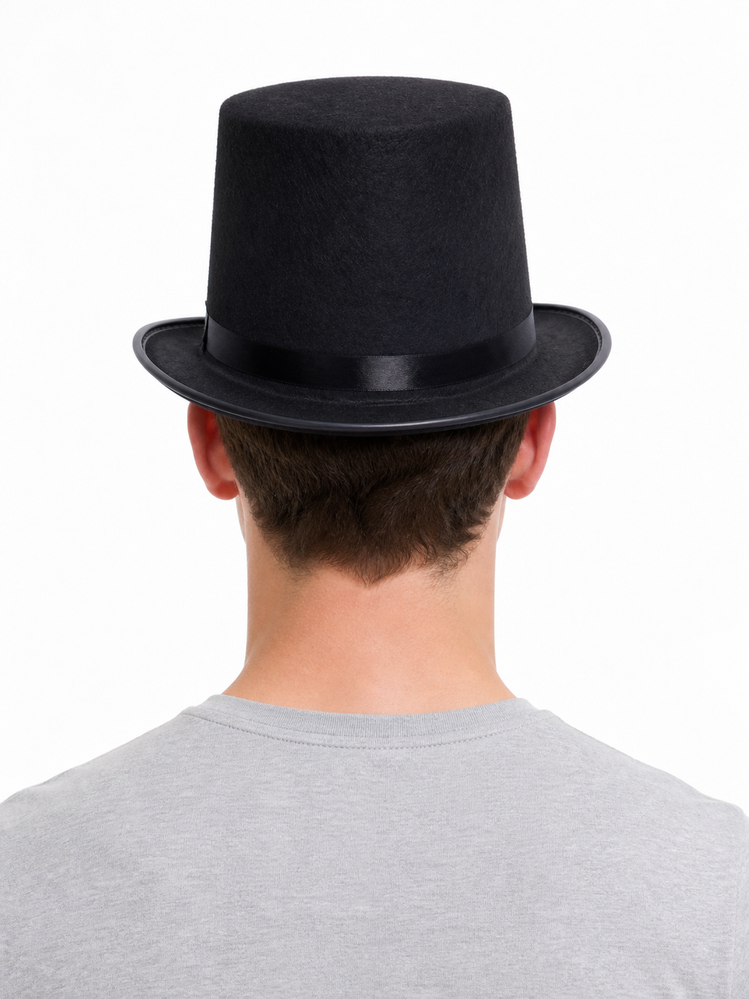 Black Carnival Top Hat with Wide Brim back view