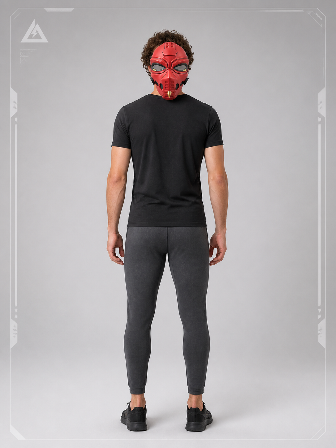 Red Cosplay Mask with Gold Details back view