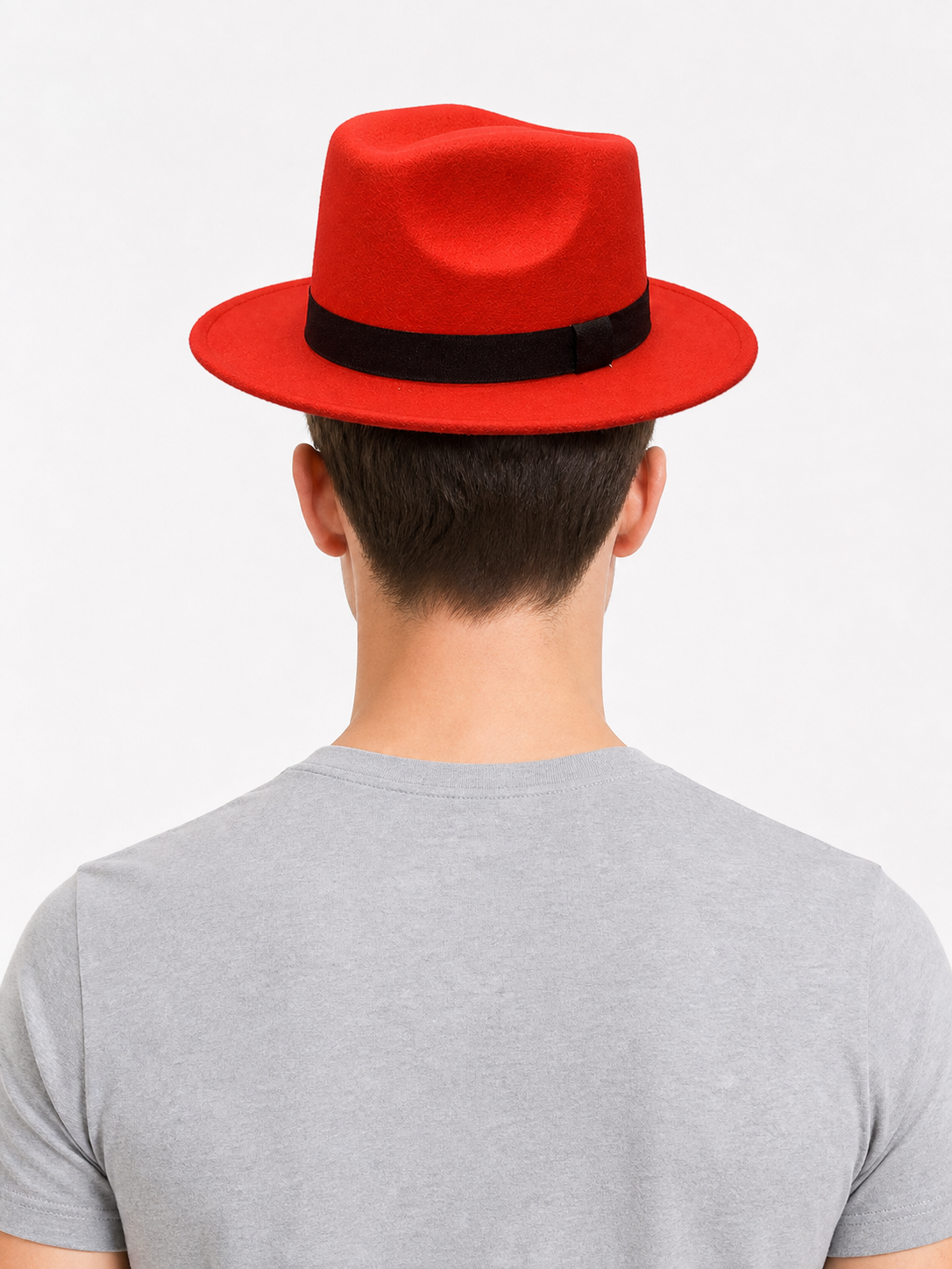 Carnival Fedora Hat with Black Ribbon back view