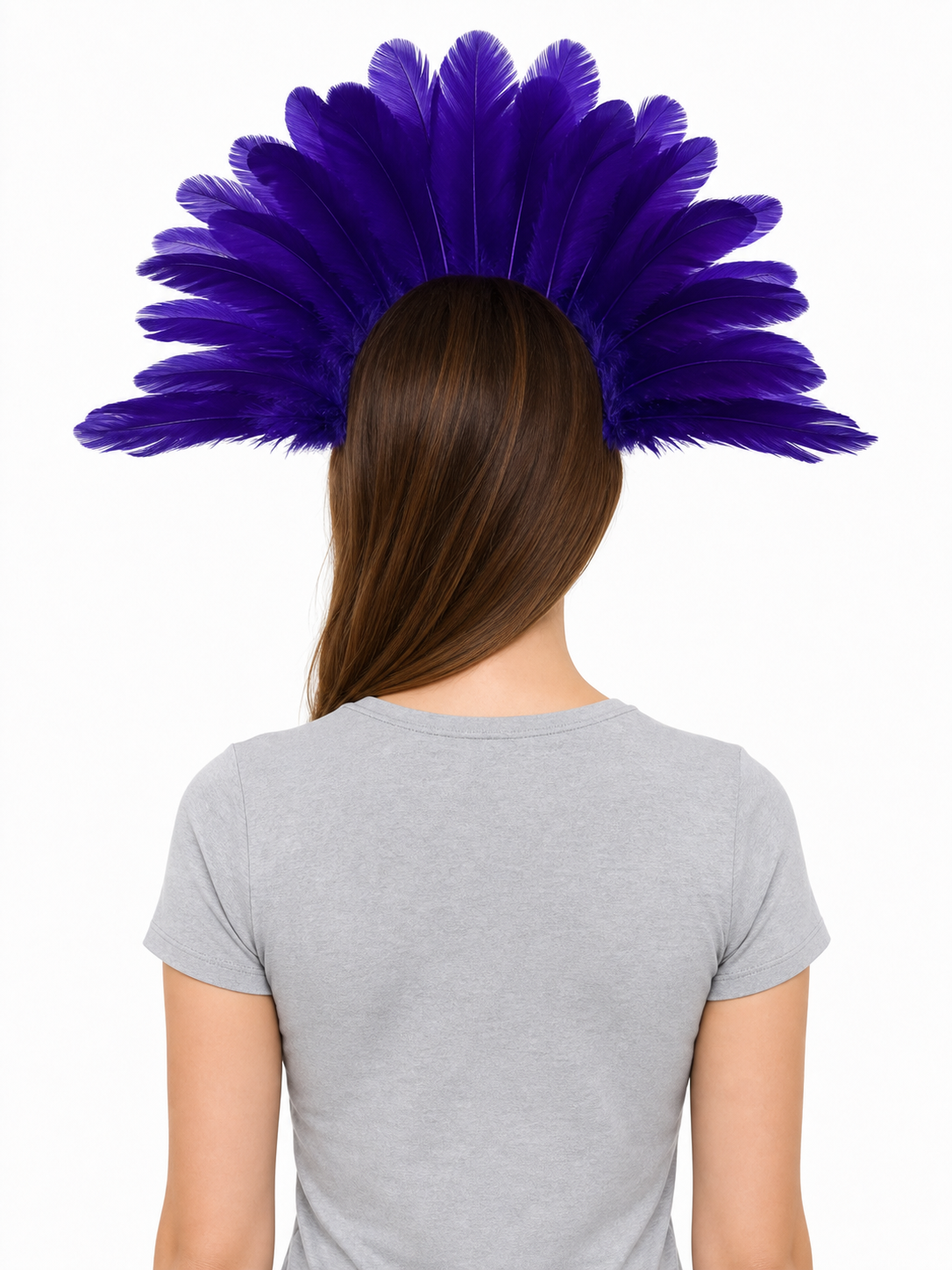 Purple feather headdress mask product view 18