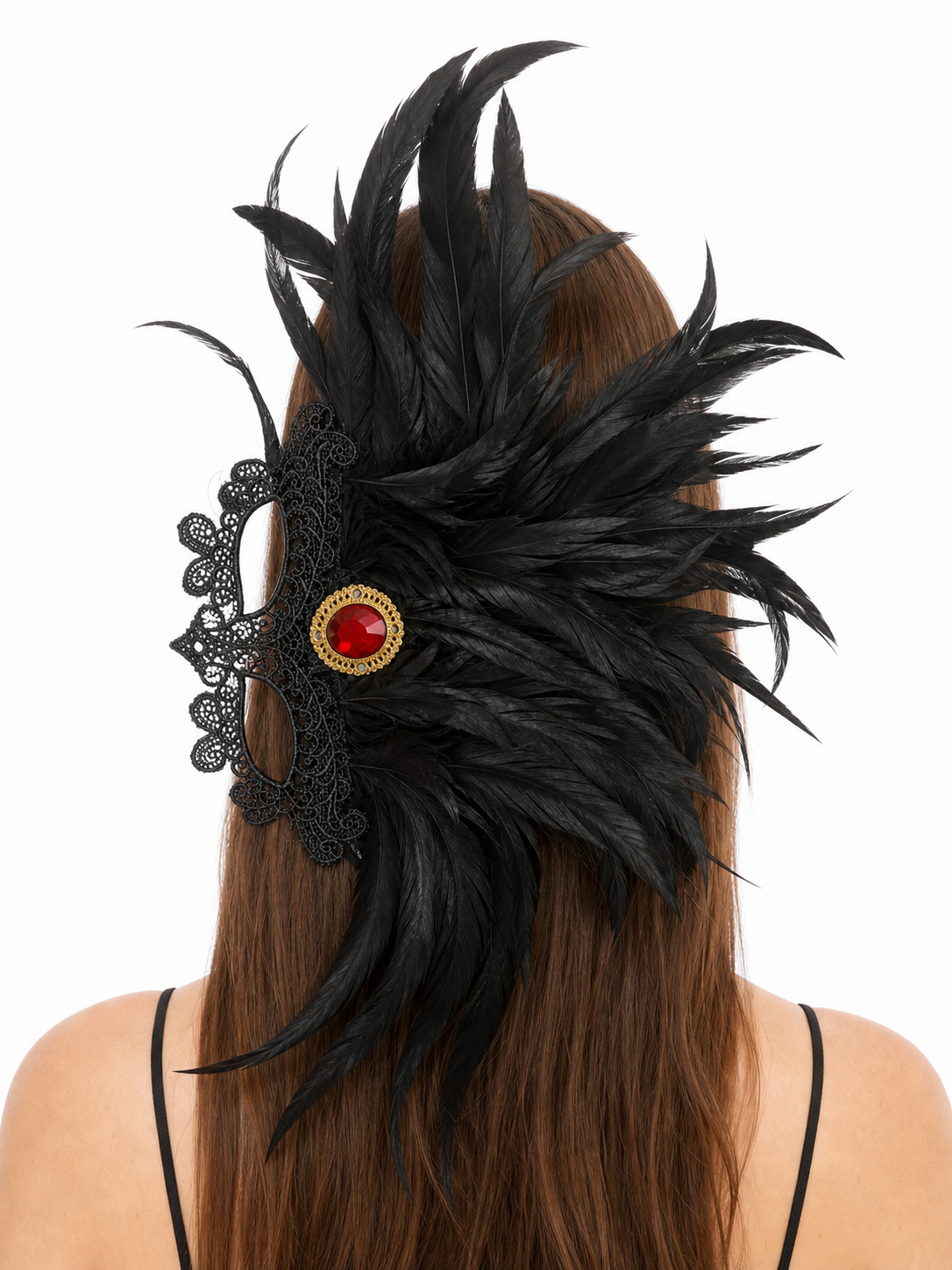 Carnival Headpiece with Black Feathers