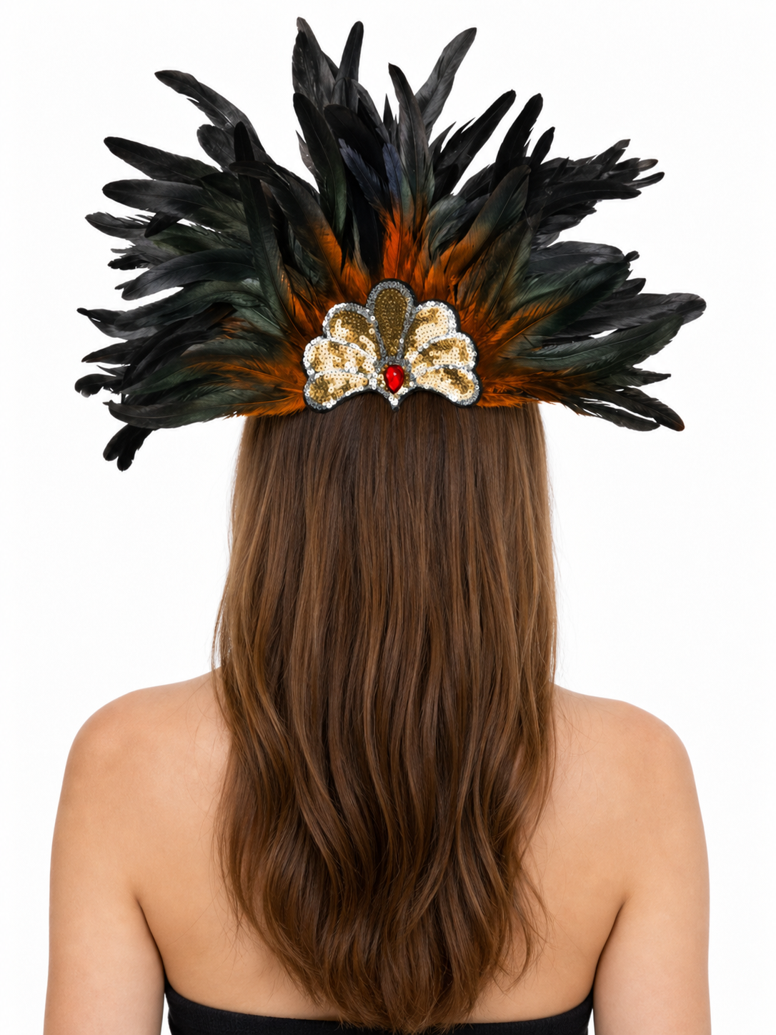 Carnival Feather and Bead Headpiece