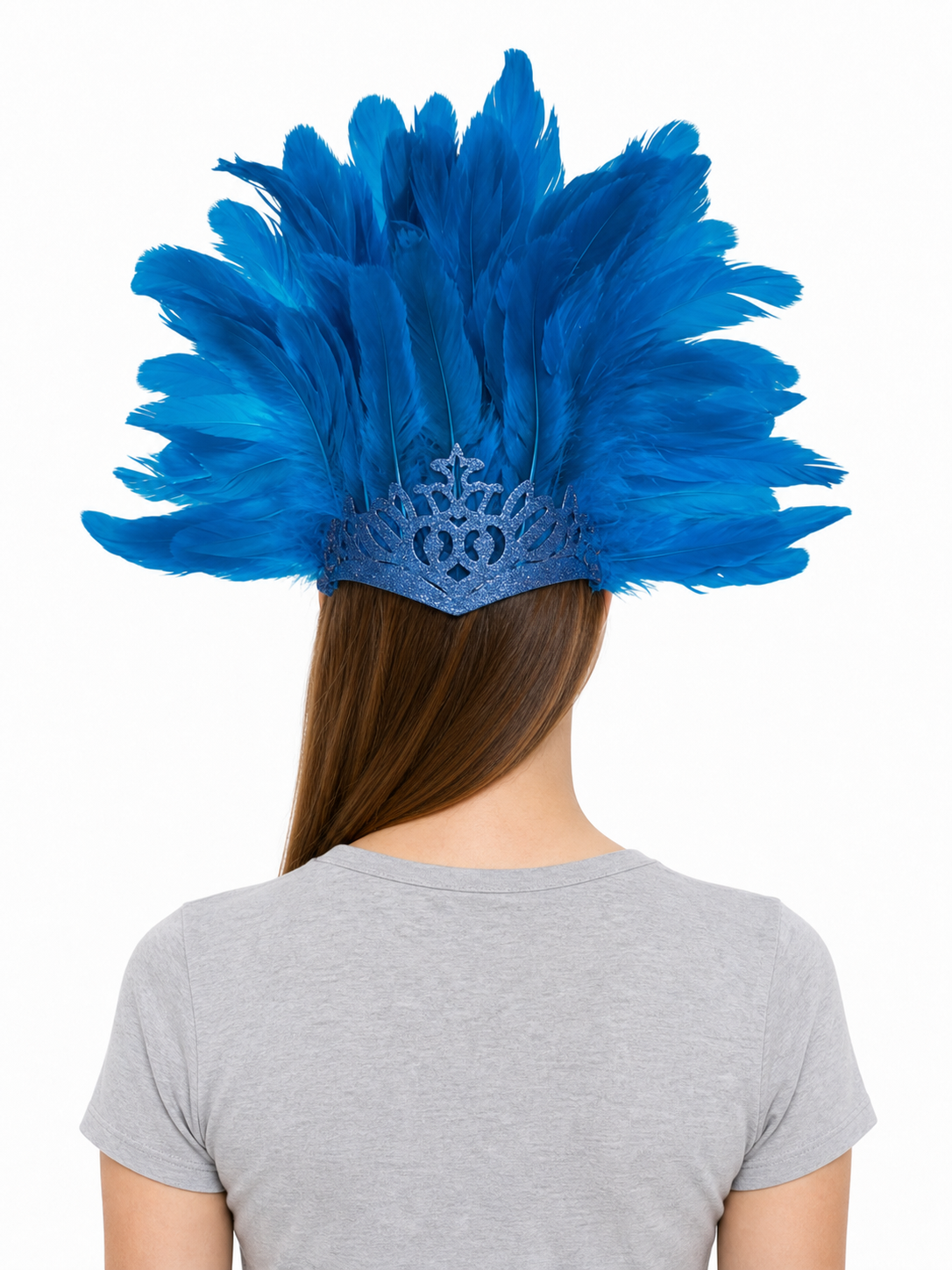 Carnival Mask with Blue Feathers and Glitter