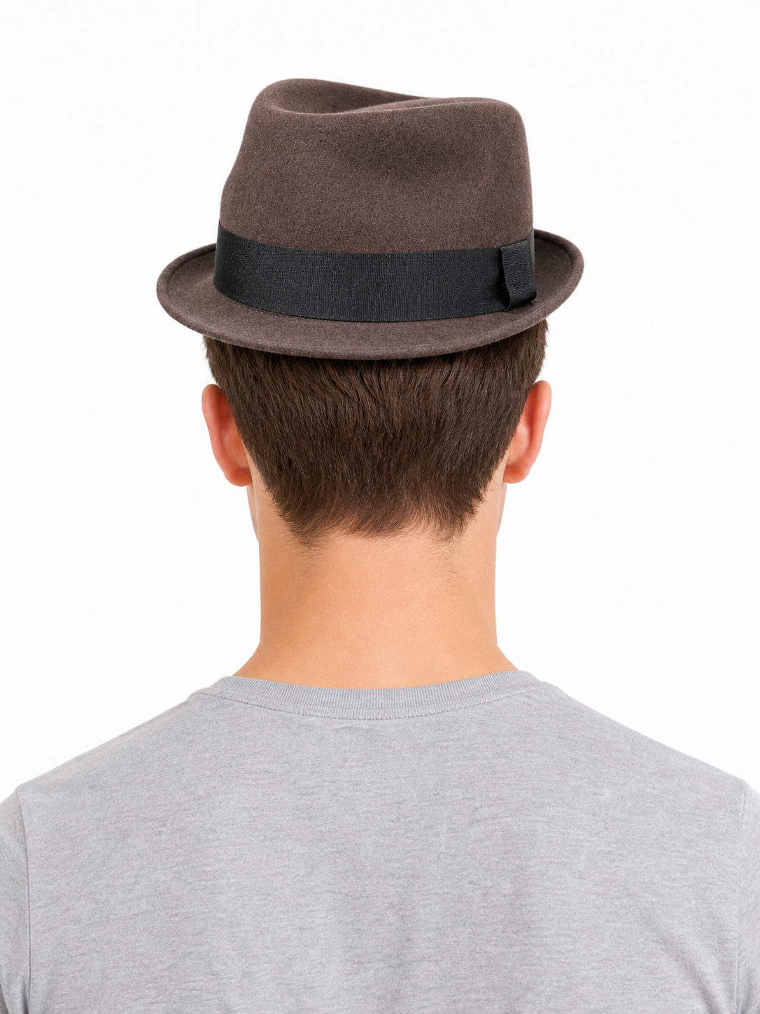 Brown Carnival Fedora with Black Ribbon back view